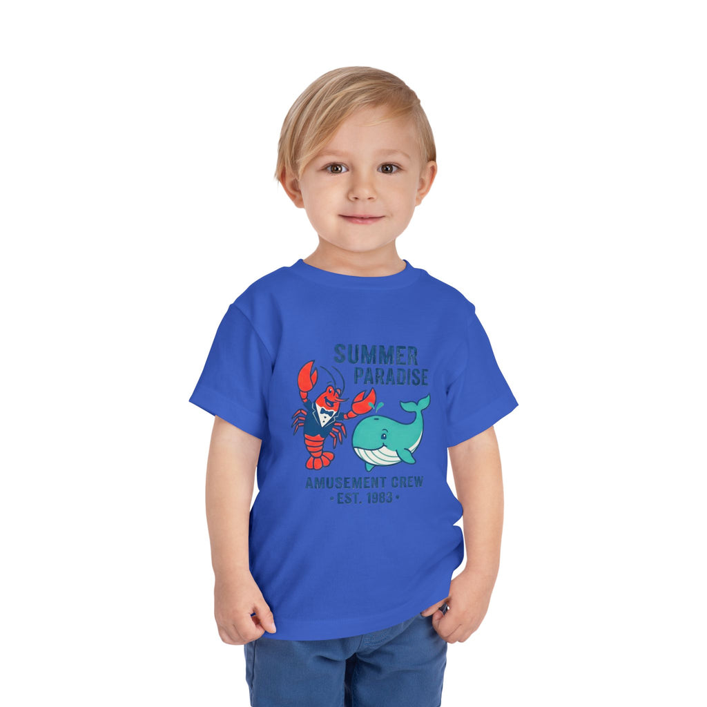 Summer Paradise Toddler Tee — Amusement Crew Whale & Lobster Graphic
