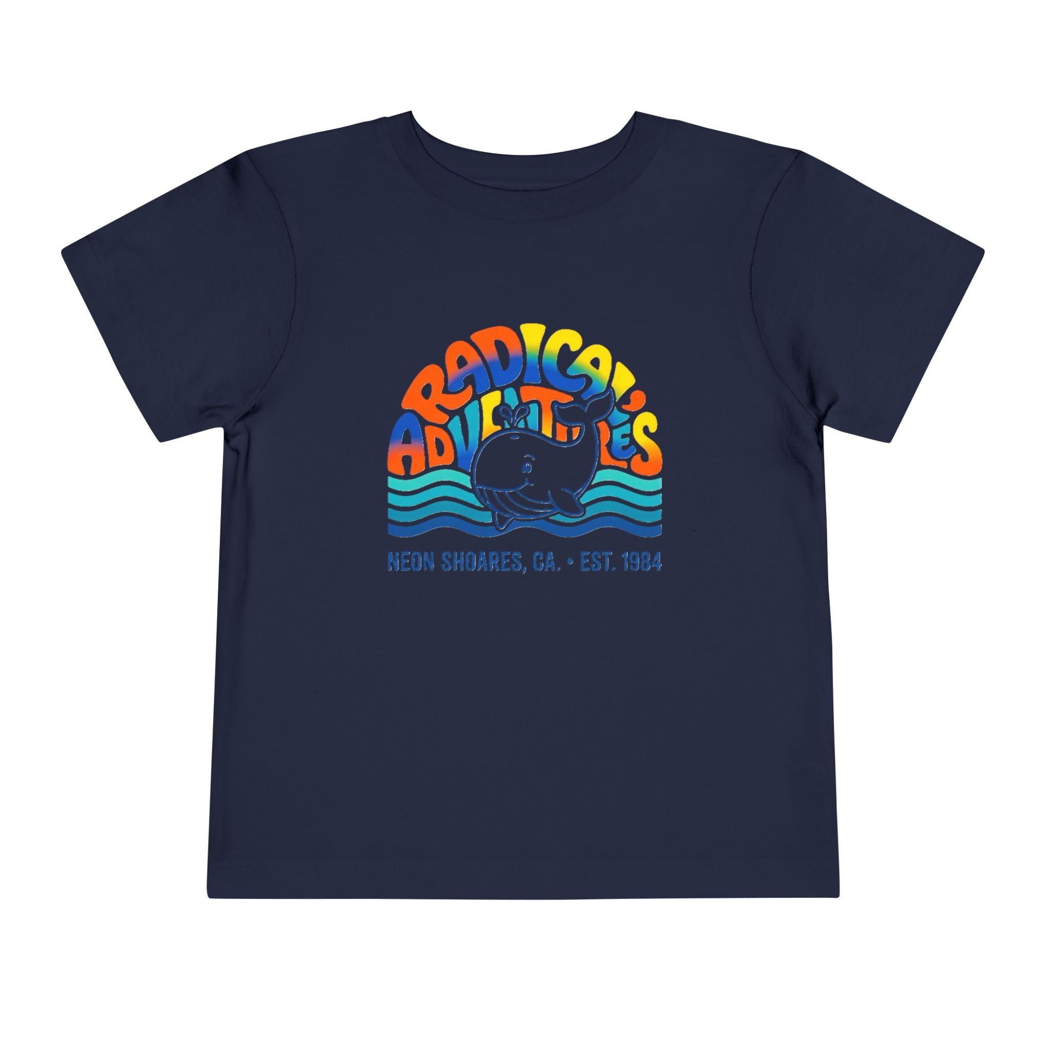 Radical Adventures Toddler Tee — Retro Whale Beach Graphic