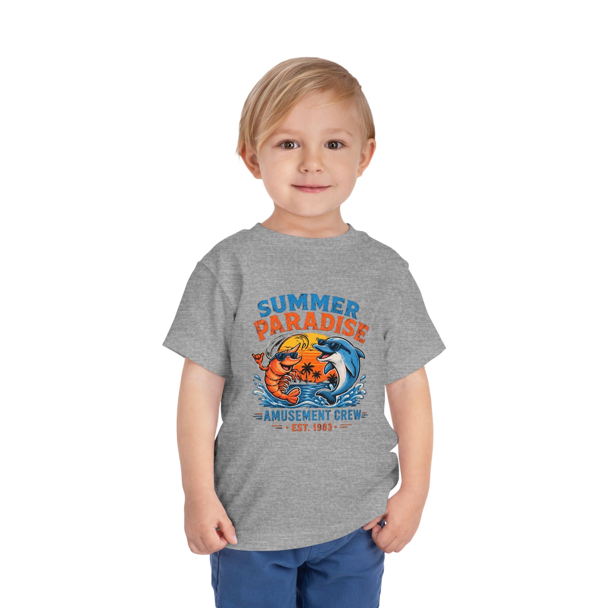 Toddler Tee — "Summer Paradise Amusement Crew" Beach Graphic