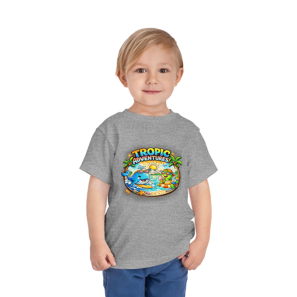 Toddler Tee — 'Tropic Adventures' Cute Beach Cartoon Shirt