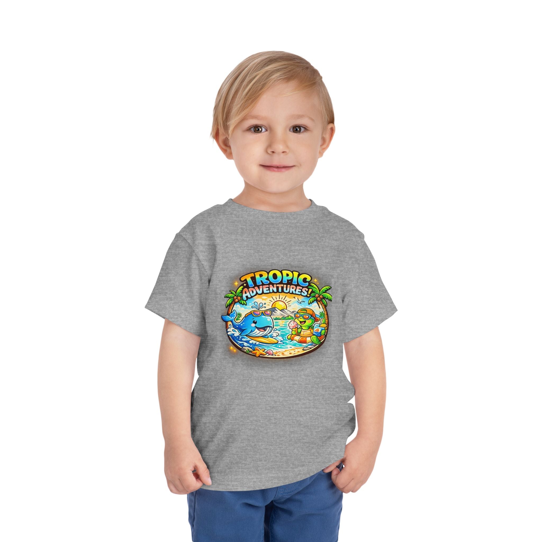 Toddler Tee — 'Tropic Adventures' Cute Beach Cartoon Shirt