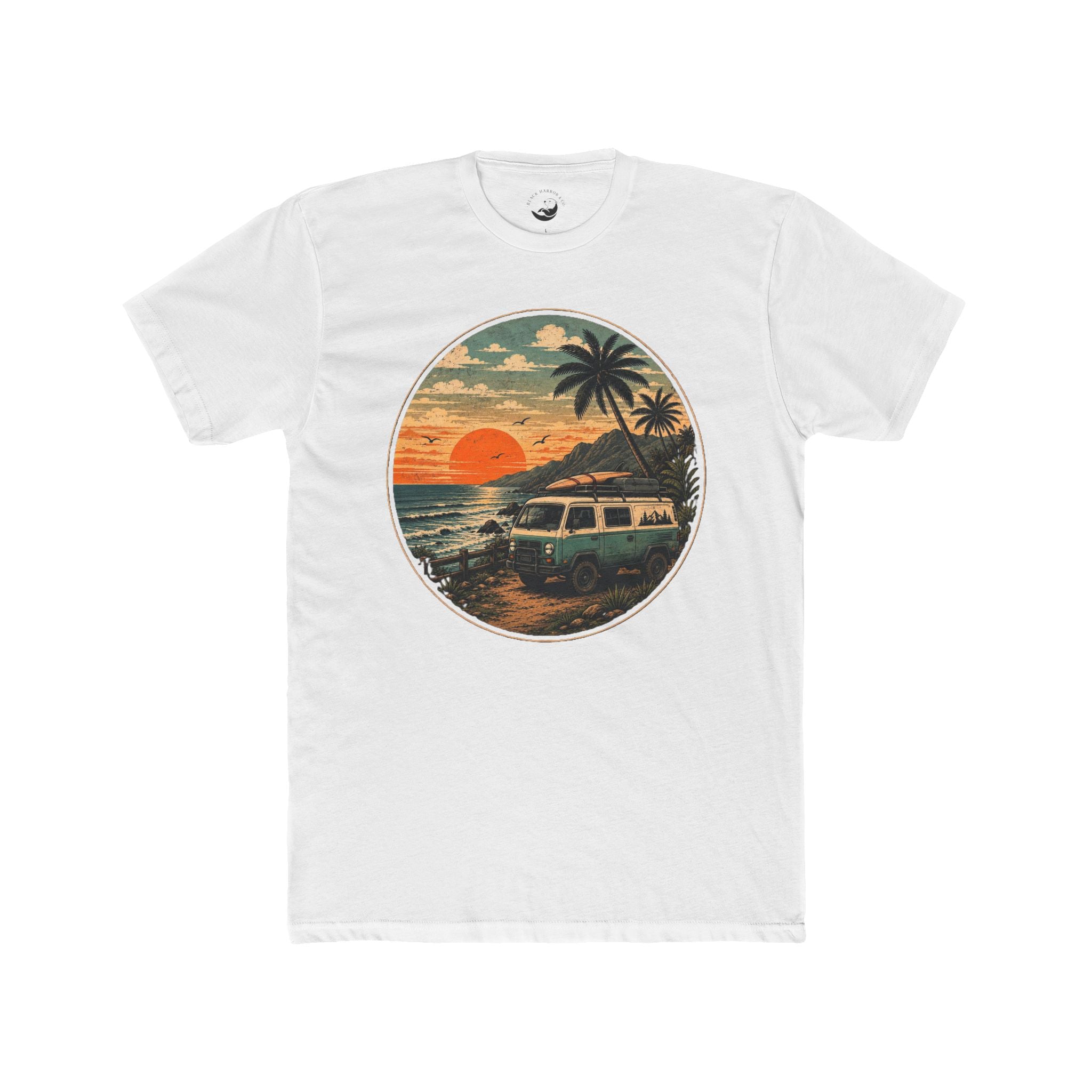 Vintage Surf Van Sunset  AdultTee