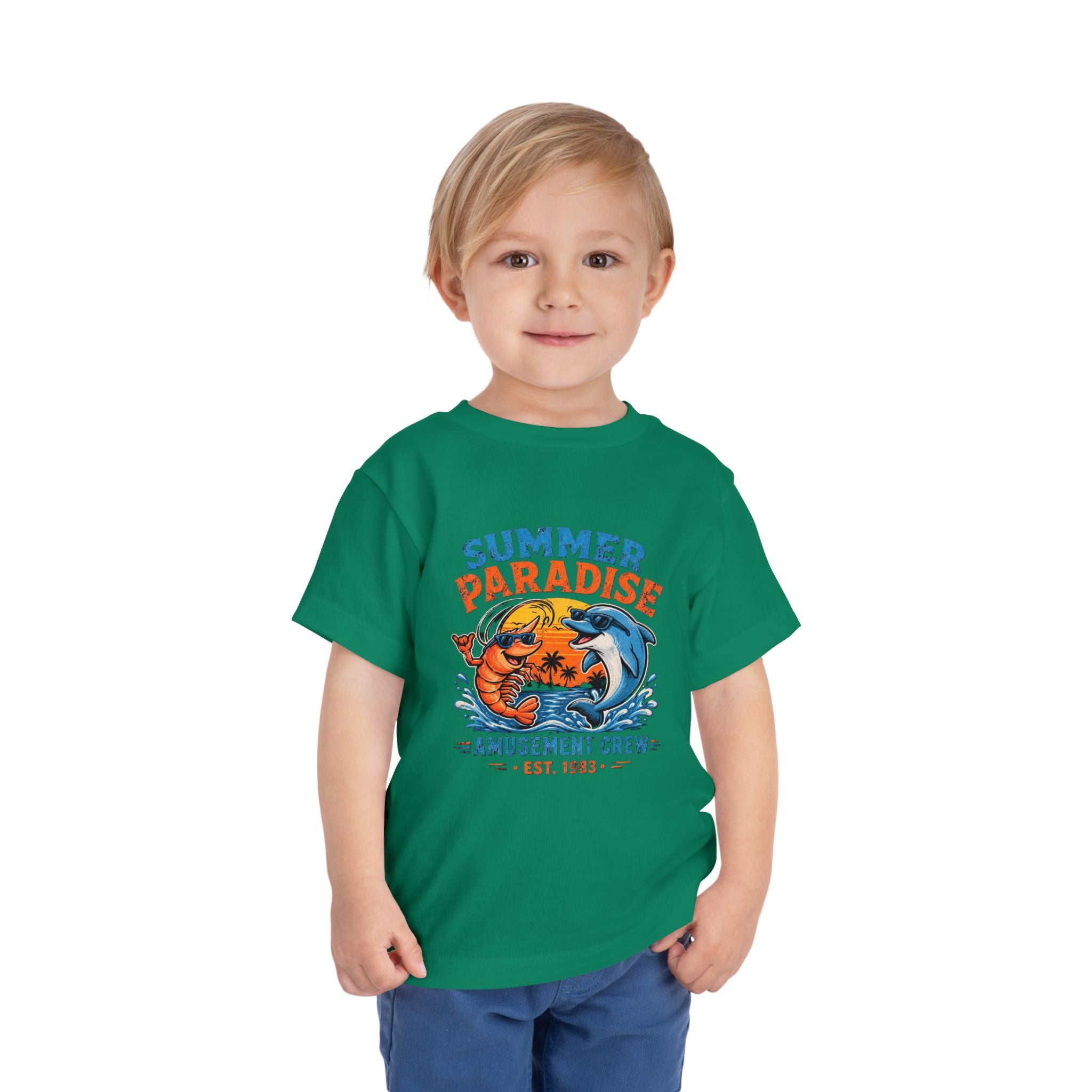 Toddler Tee — "Summer Paradise Amusement Crew" Beach Graphic