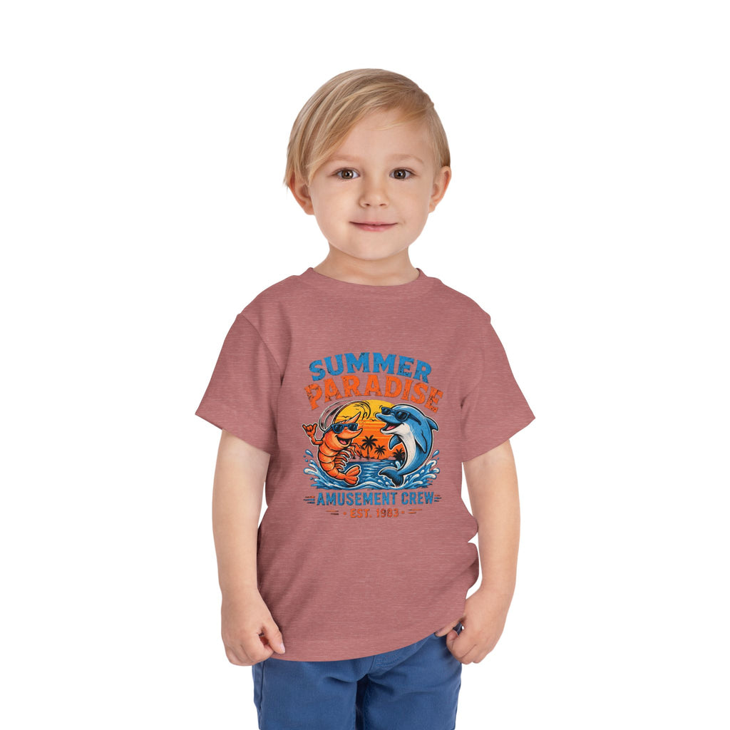 Toddler Tee — "Summer Paradise Amusement Crew" Beach Graphic