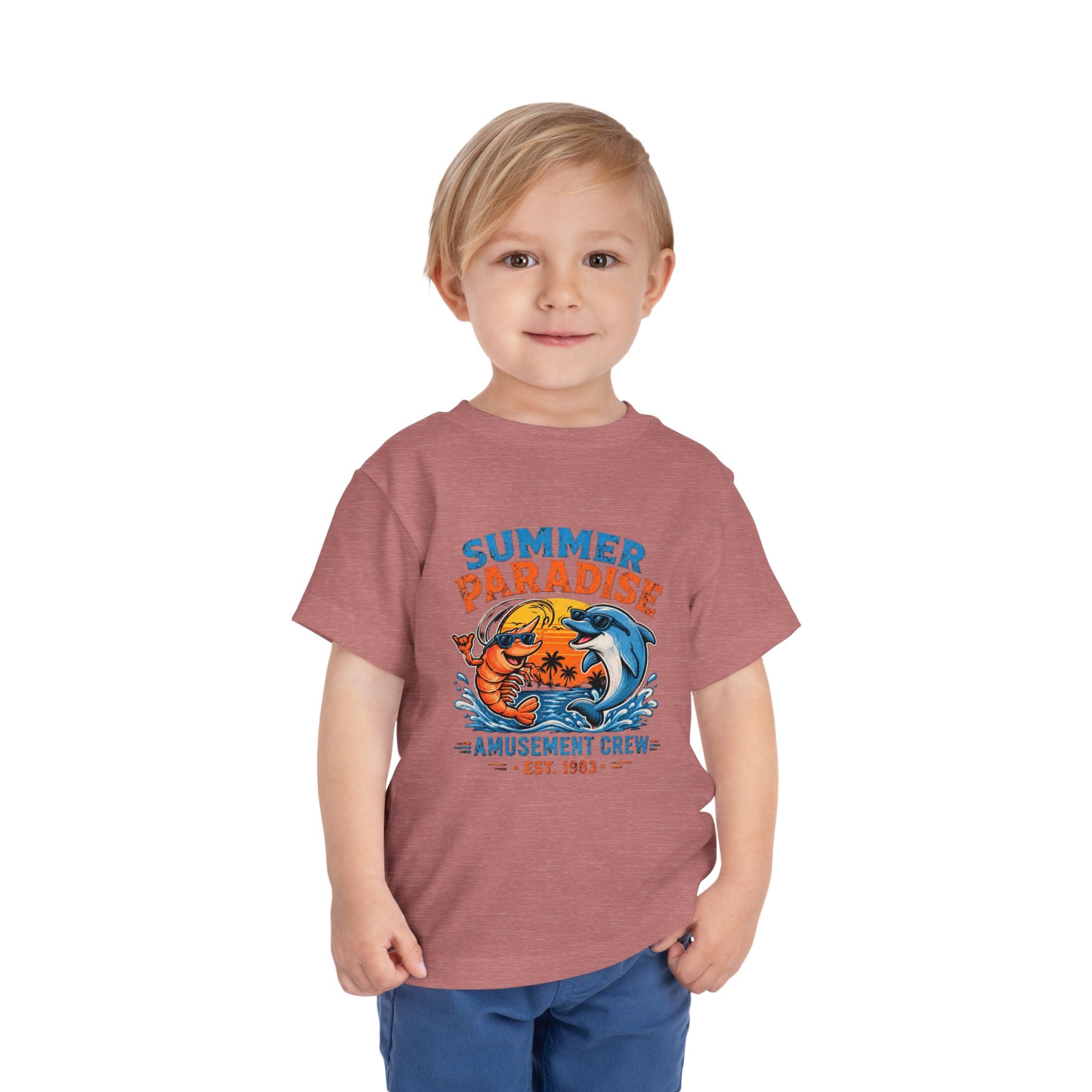 Toddler Tee — "Summer Paradise Amusement Crew" Beach Graphic