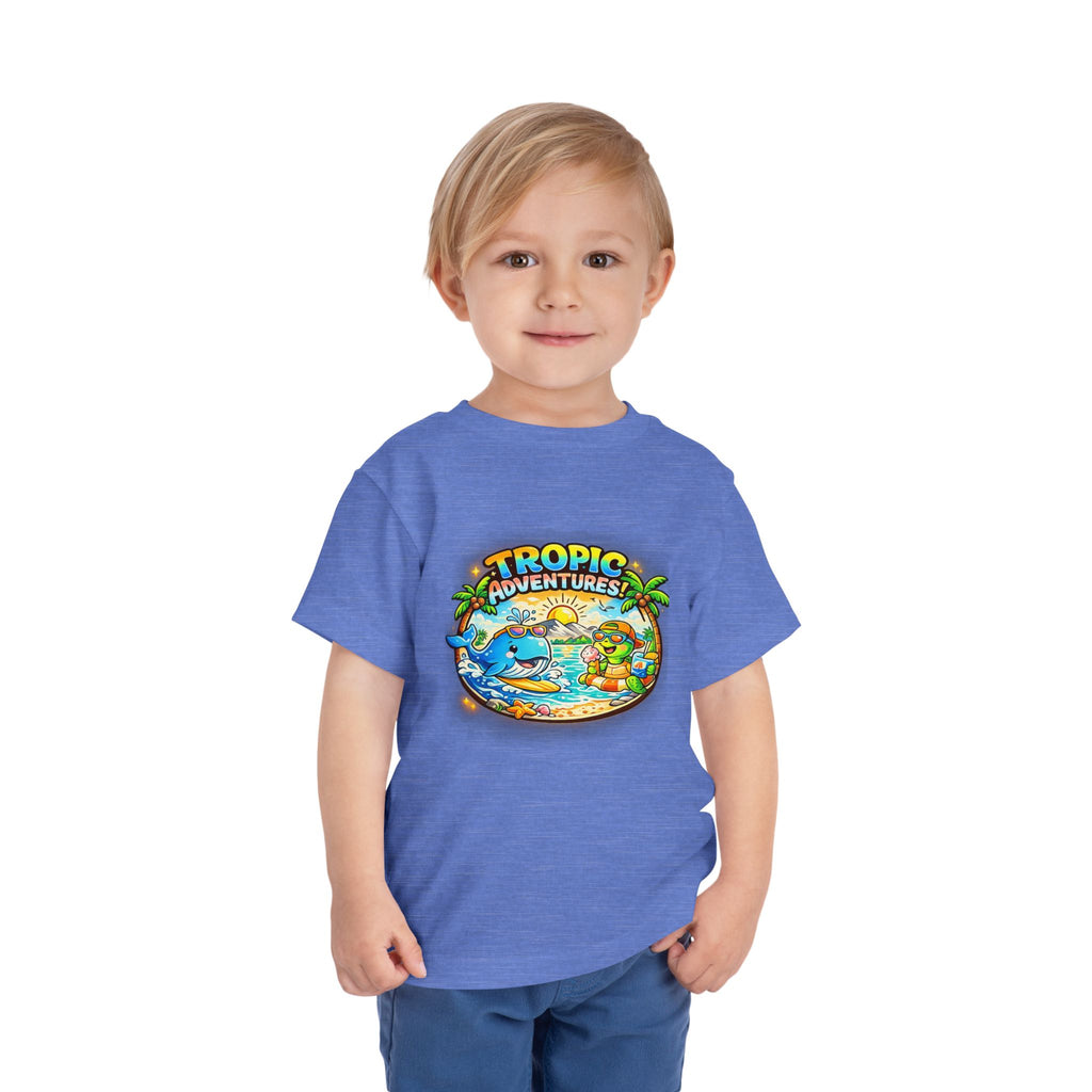 Toddler Tee — 'Tropic Adventures' Cute Beach Cartoon Shirt