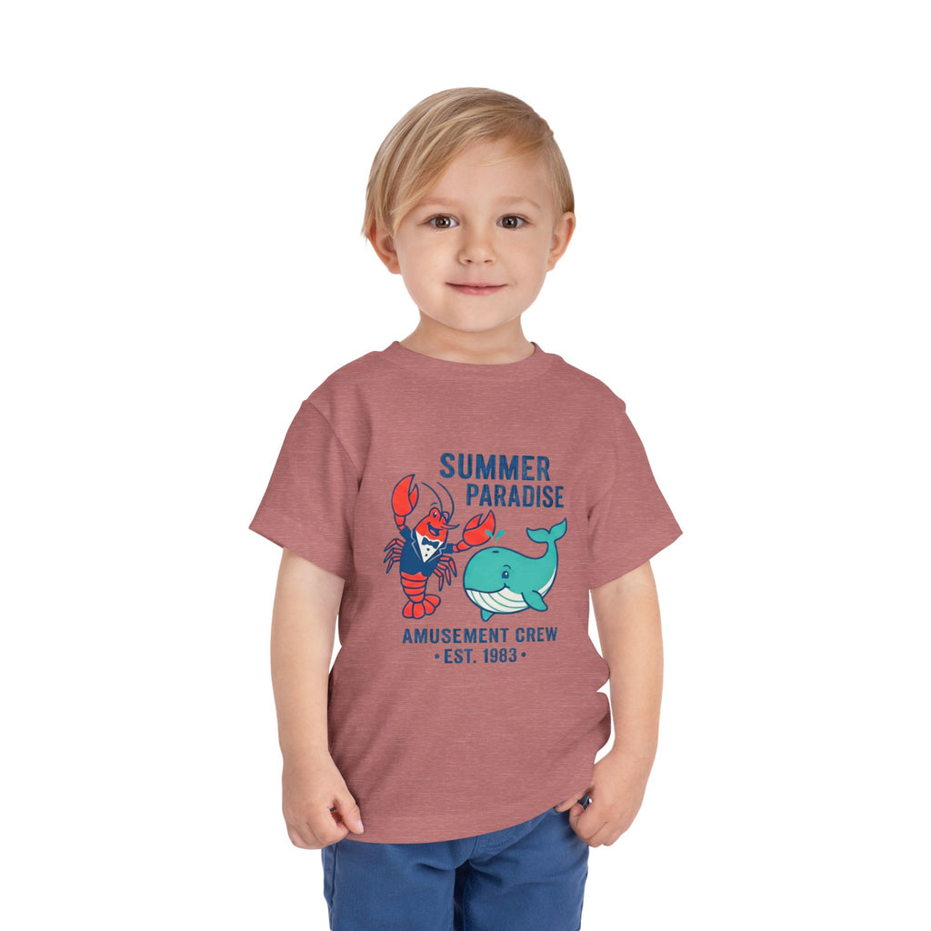 Summer Paradise Toddler Tee — Amusement Crew Whale & Lobster Graphic