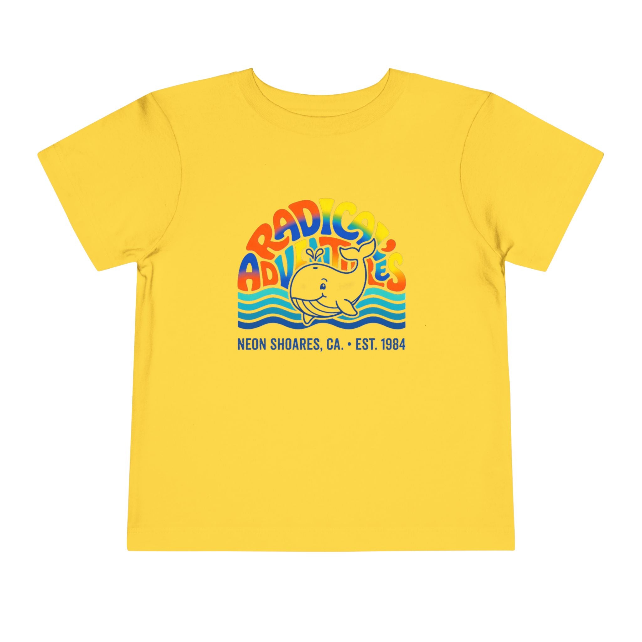 Radical Adventures Toddler Tee — Retro Whale Beach Graphic