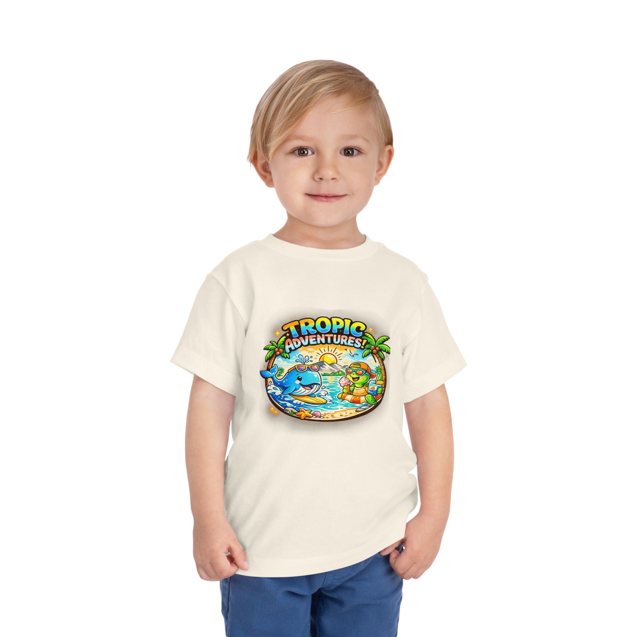 Toddler Tee — 'Tropic Adventures' Cute Beach Cartoon Shirt