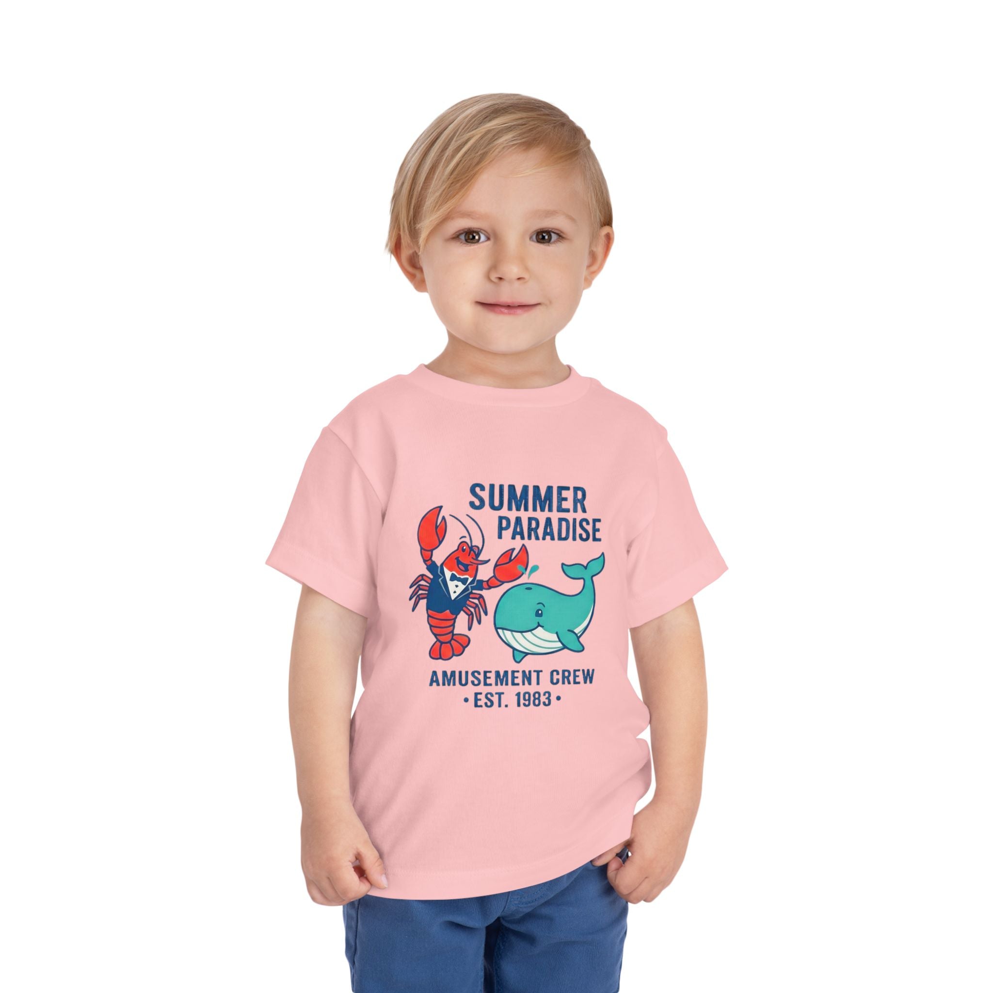 Summer Paradise Toddler Tee — Amusement Crew Whale & Lobster Graphic