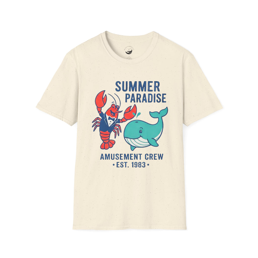 Summer Paradise Adult T-Shirt — Amusement Crew Whale & Lobster Graphic