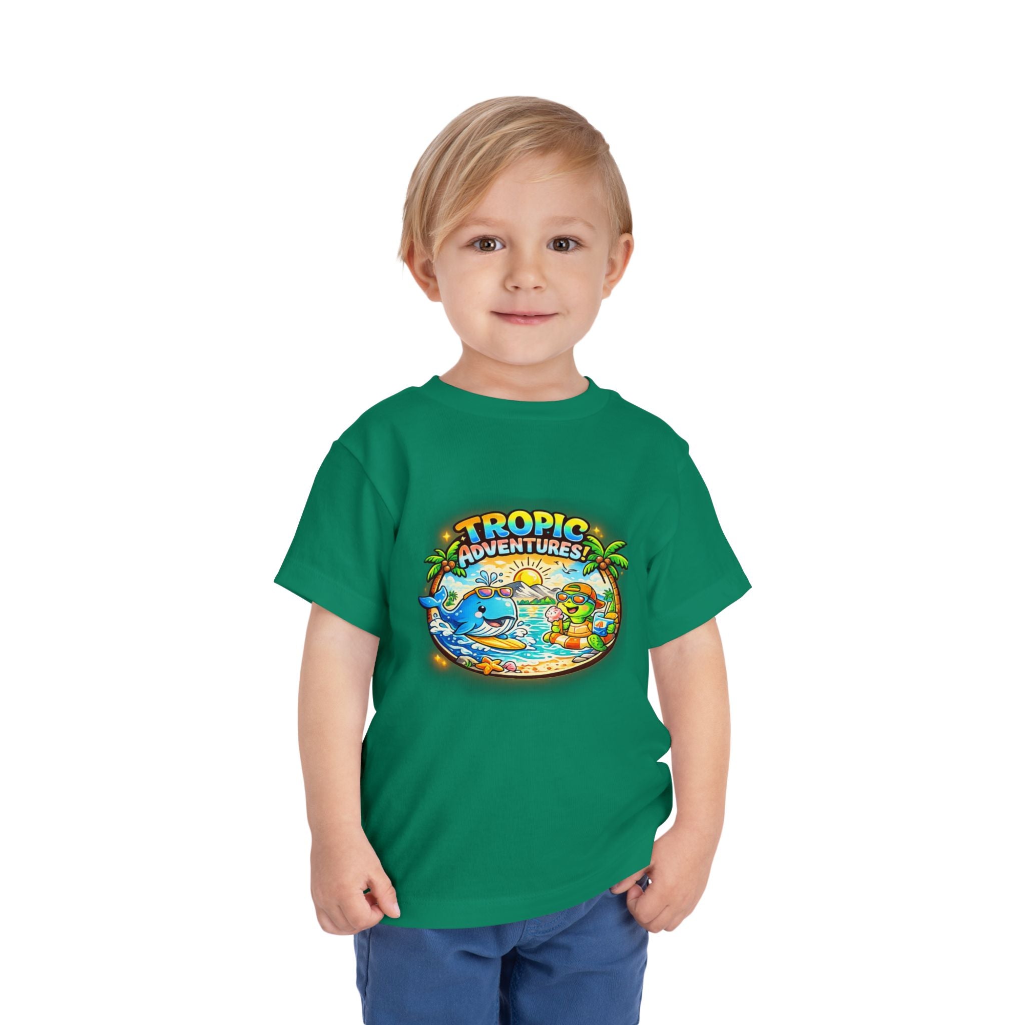 Toddler Tee — 'Tropic Adventures' Cute Beach Cartoon Shirt