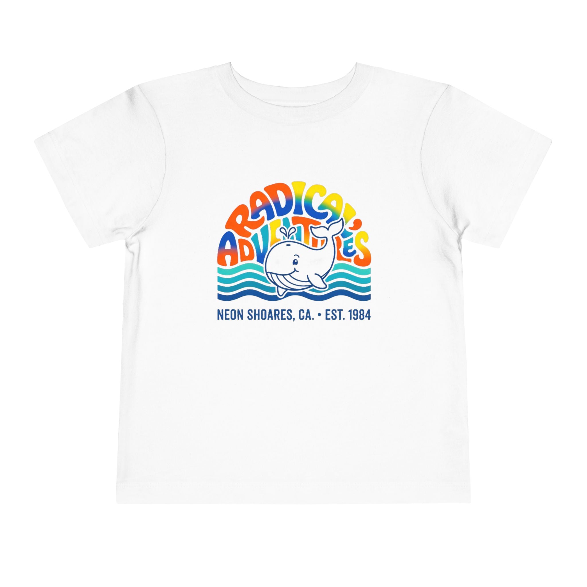 Radical Adventures Toddler Tee — Retro Whale Beach Graphic