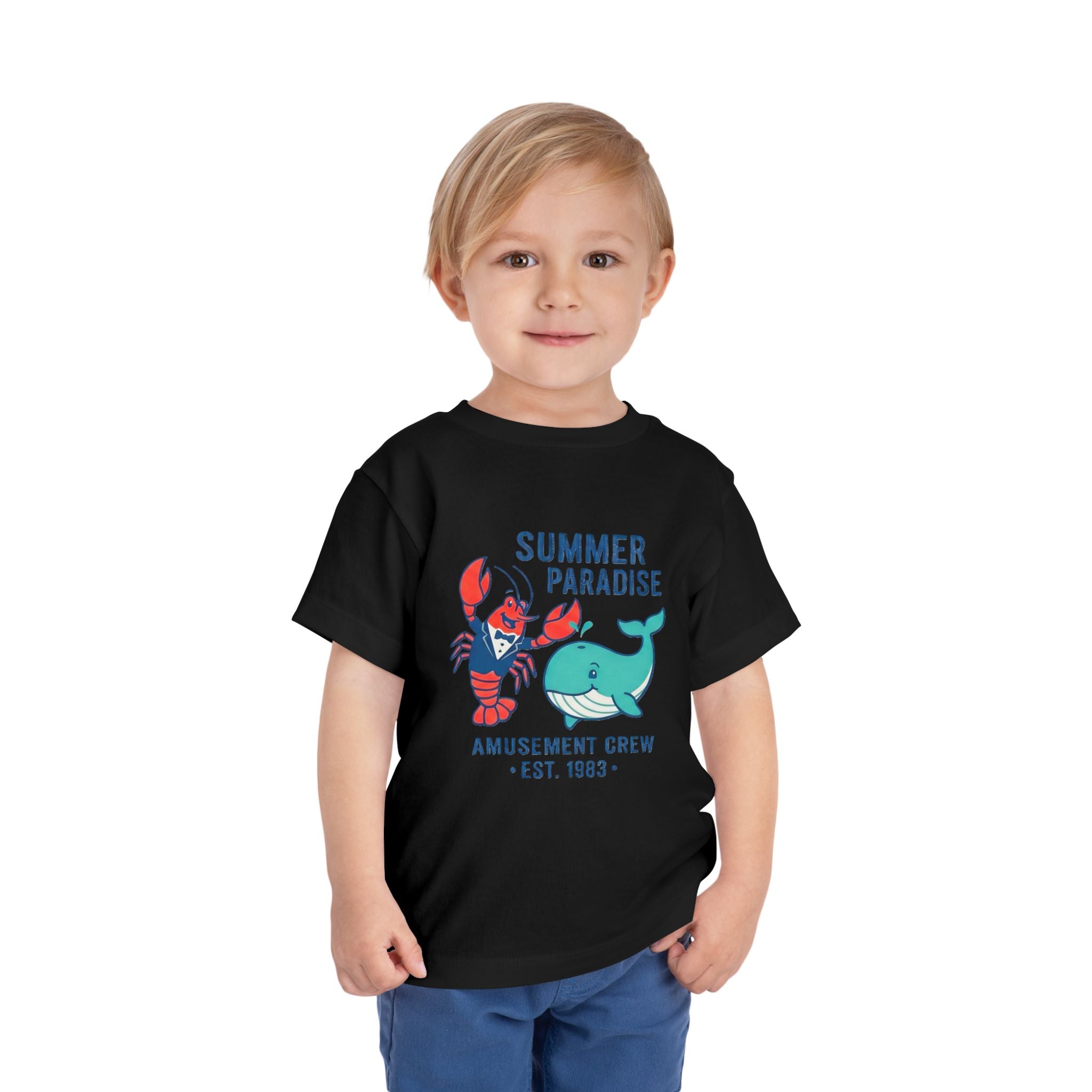 Summer Paradise Toddler Tee — Amusement Crew Whale & Lobster Graphic