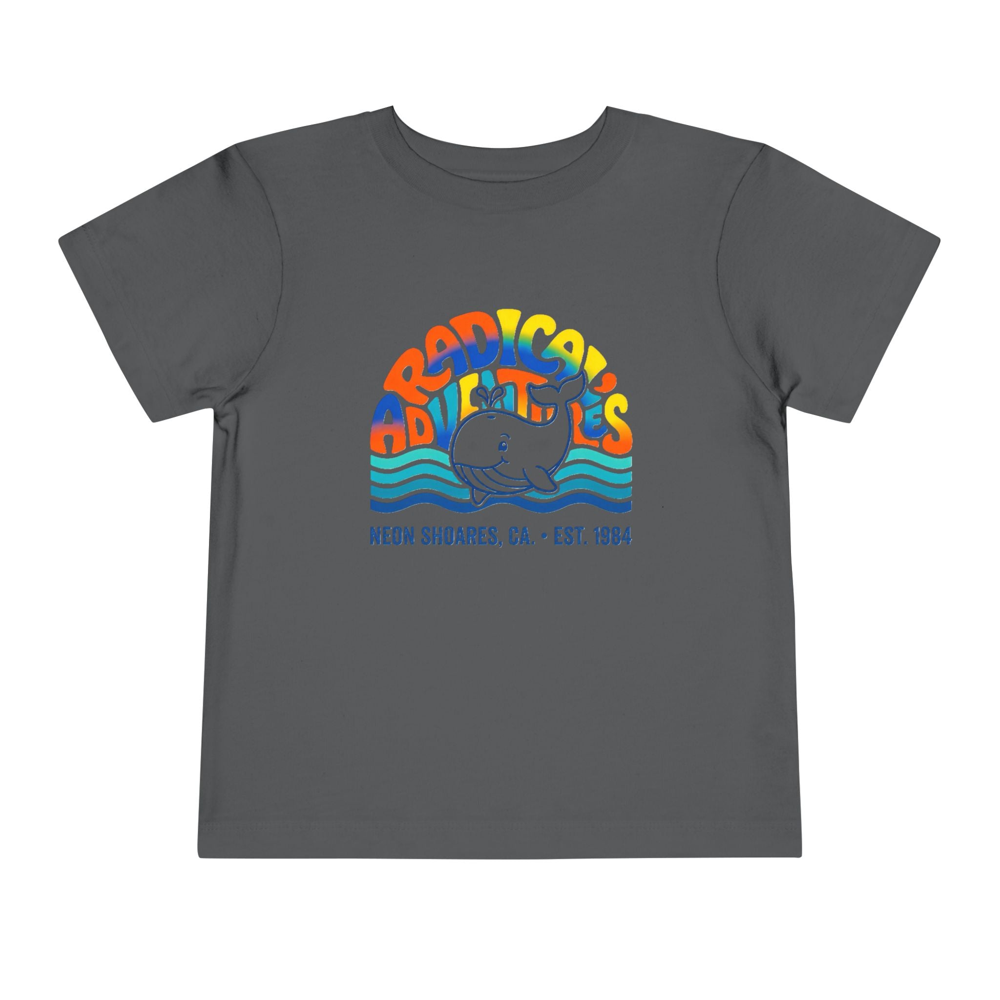 Radical Adventures Toddler Tee — Retro Whale Beach Graphic
