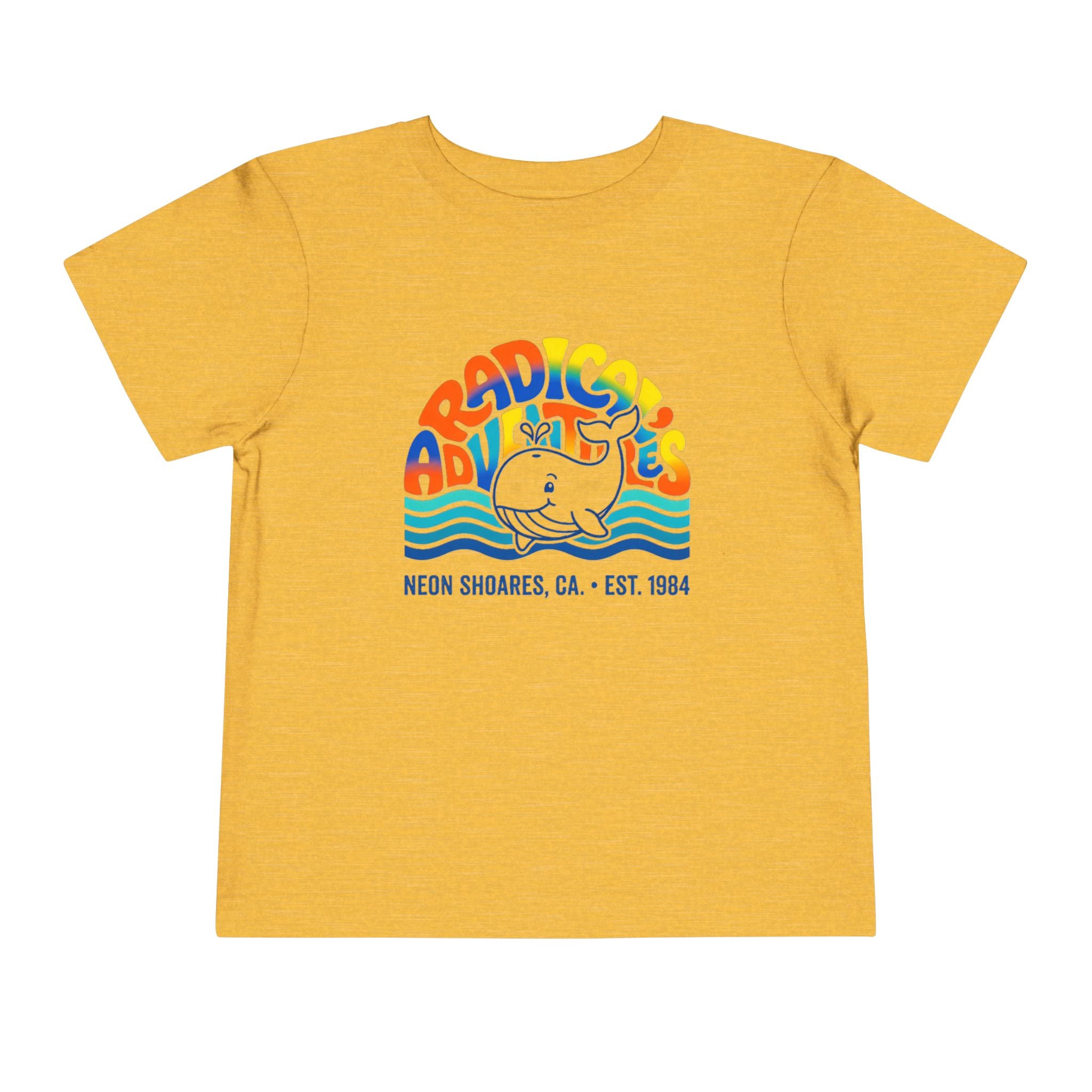 Radical Adventures Toddler Tee — Retro Whale Beach Graphic