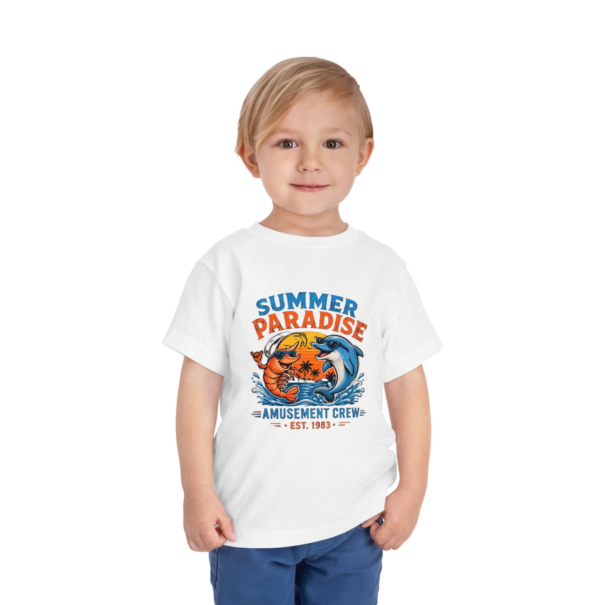 Toddler Tee — "Summer Paradise Amusement Crew" Beach Graphic
