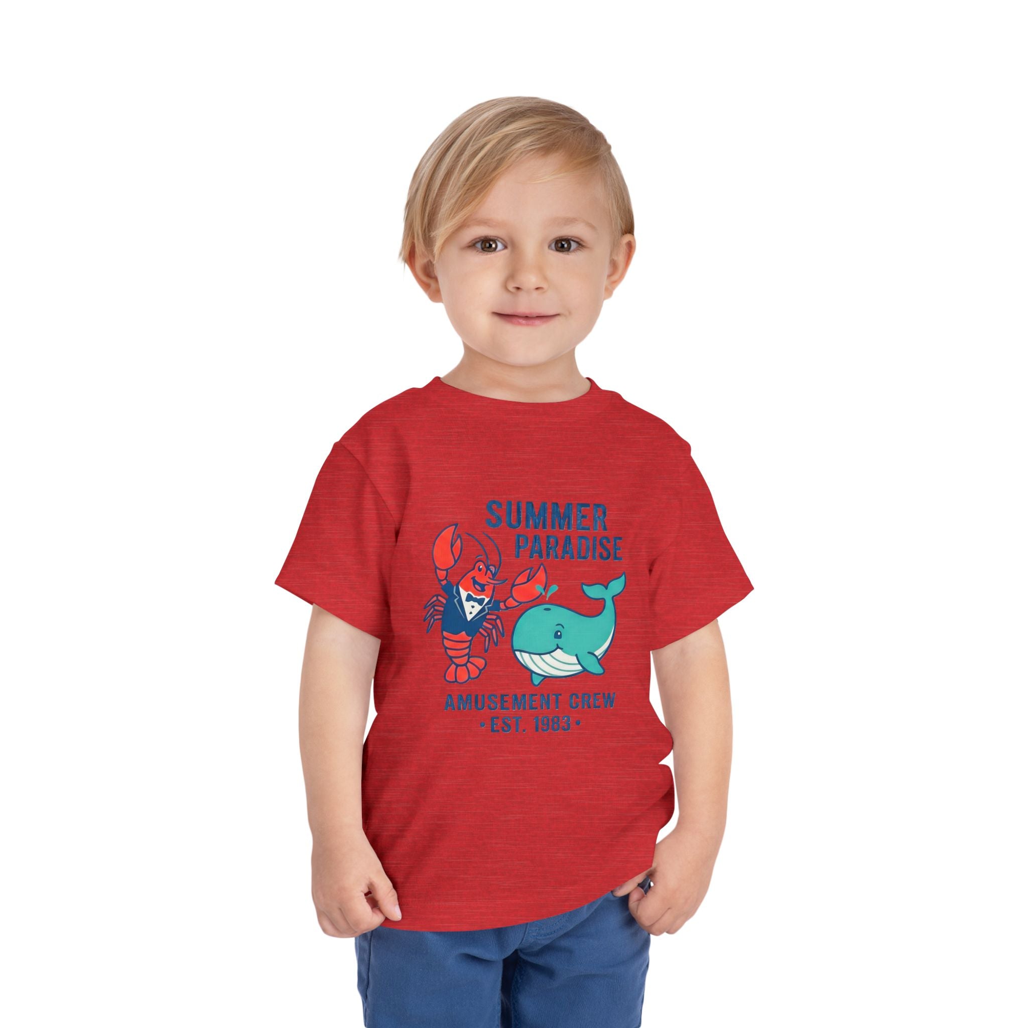 Summer Paradise Toddler Tee — Amusement Crew Whale & Lobster Graphic
