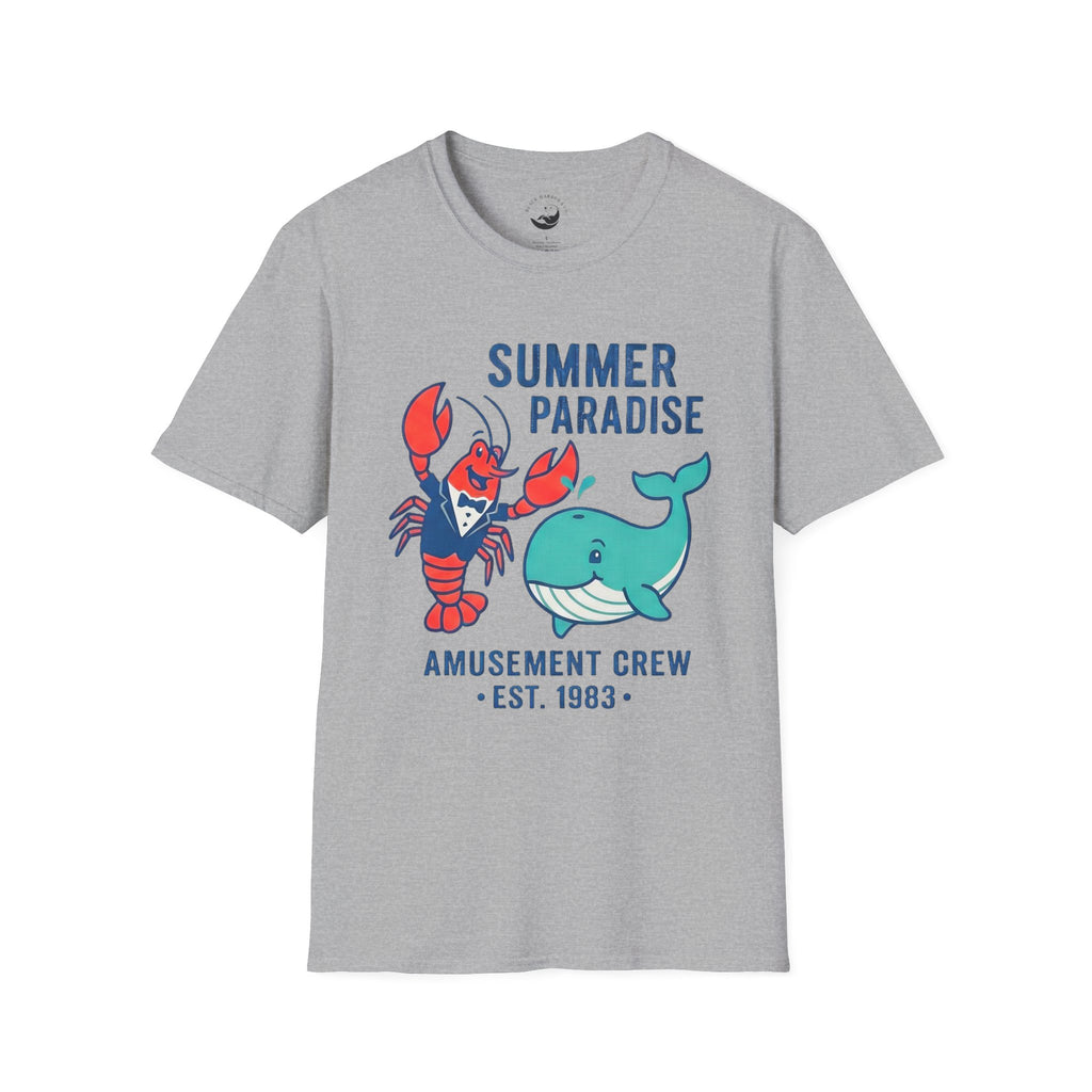 Summer Paradise Adult T-Shirt — Amusement Crew Whale & Lobster Graphic