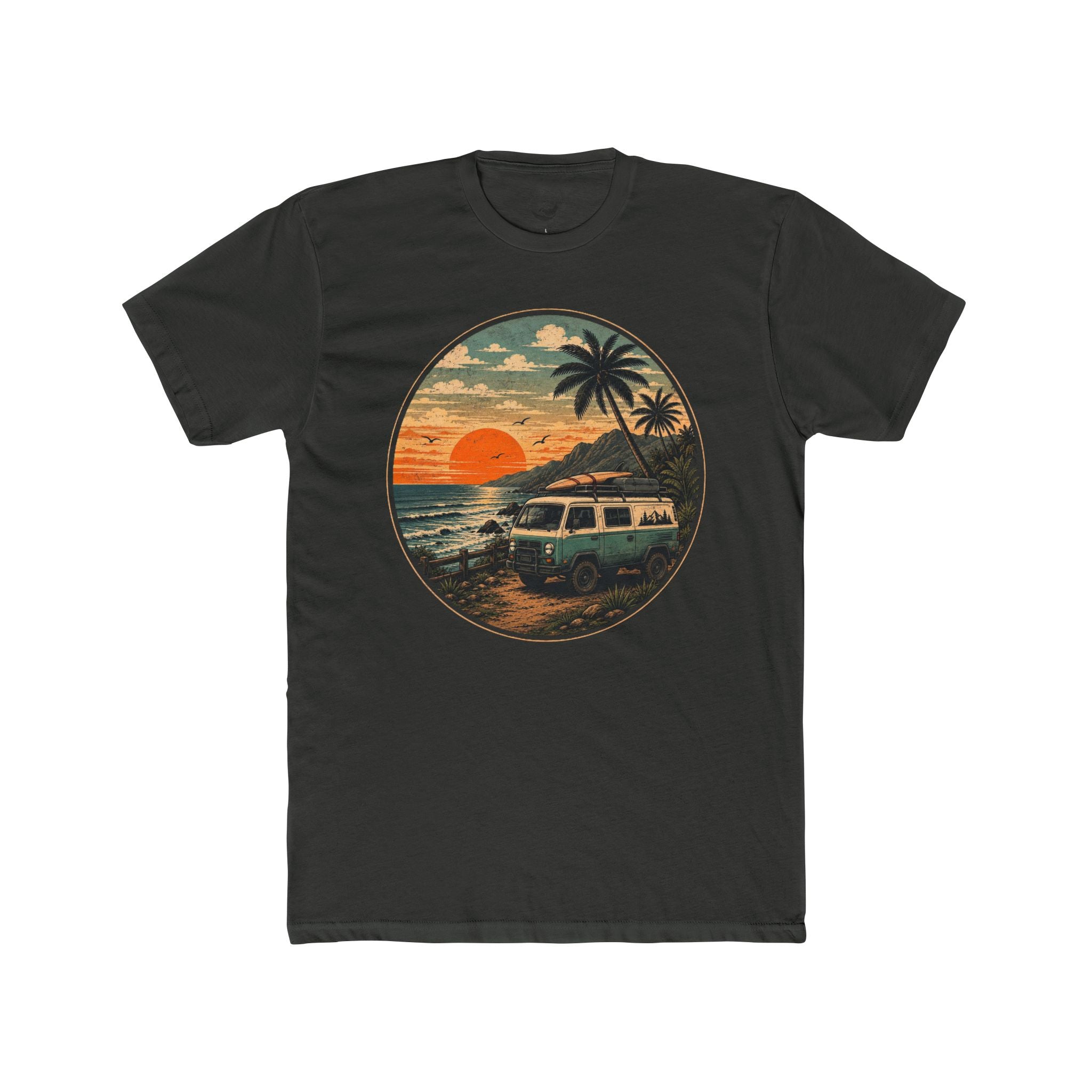 Vintage Surf Van Sunset  AdultTee