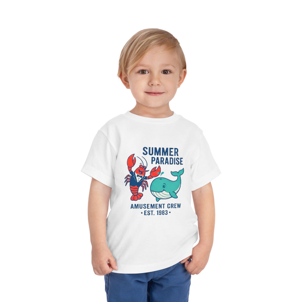 Summer Paradise Toddler Tee — Amusement Crew Whale & Lobster Graphic
