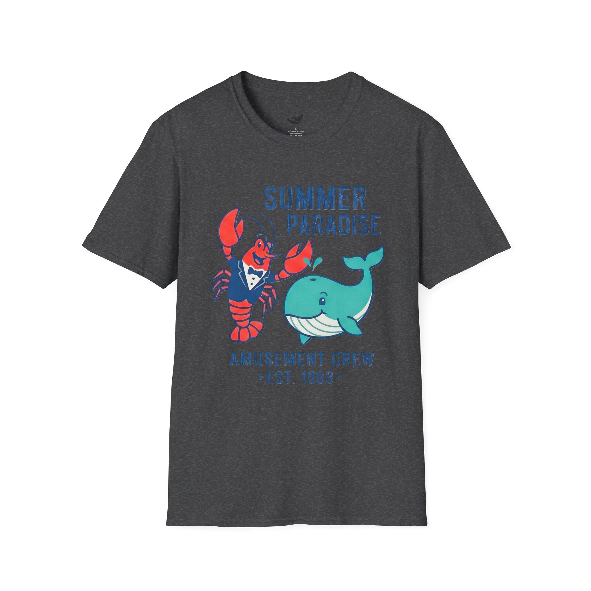 Summer Paradise Adult T-Shirt — Amusement Crew Whale & Lobster Graphic