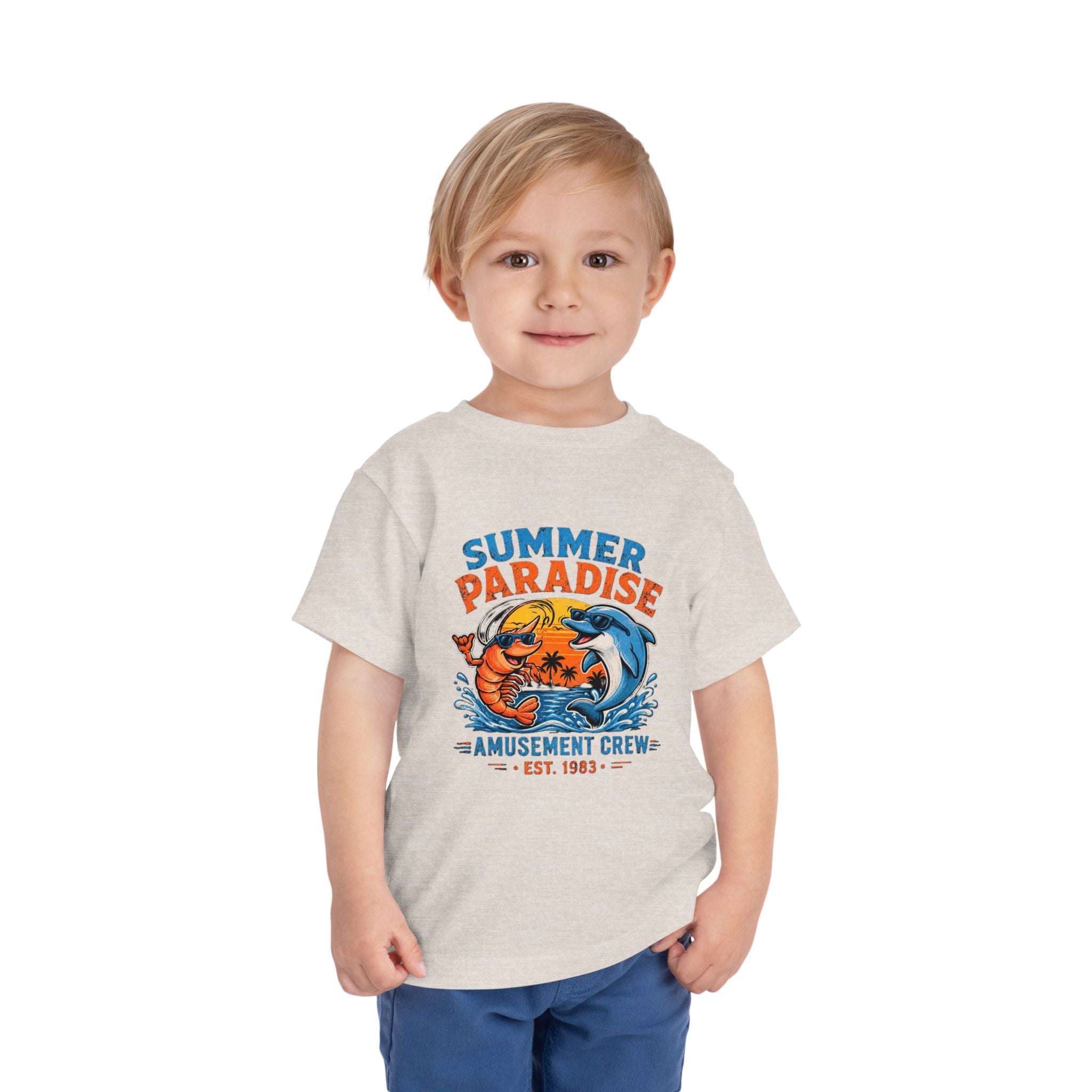 Toddler Tee — "Summer Paradise Amusement Crew" Beach Graphic