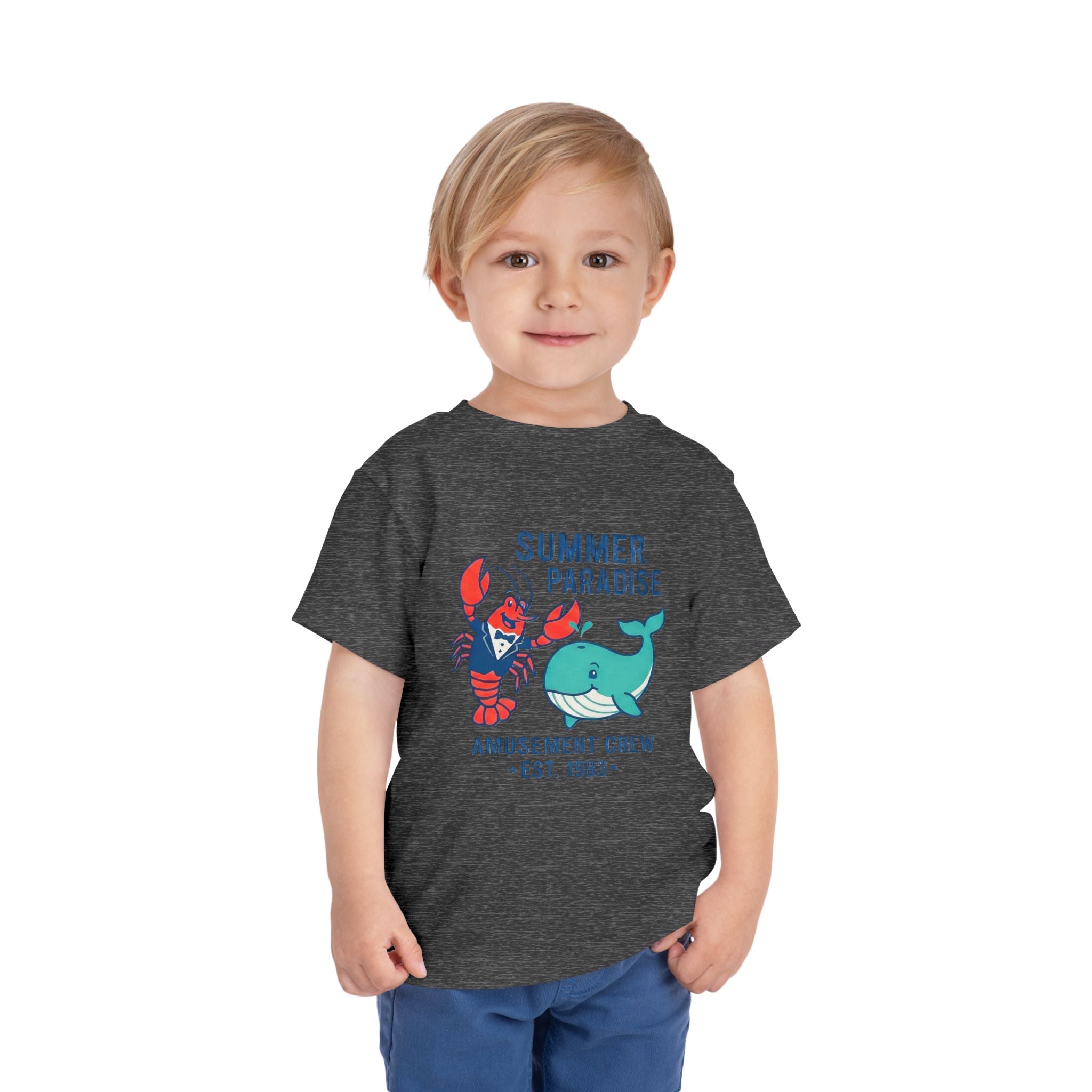 Summer Paradise Toddler Tee — Amusement Crew Whale & Lobster Graphic