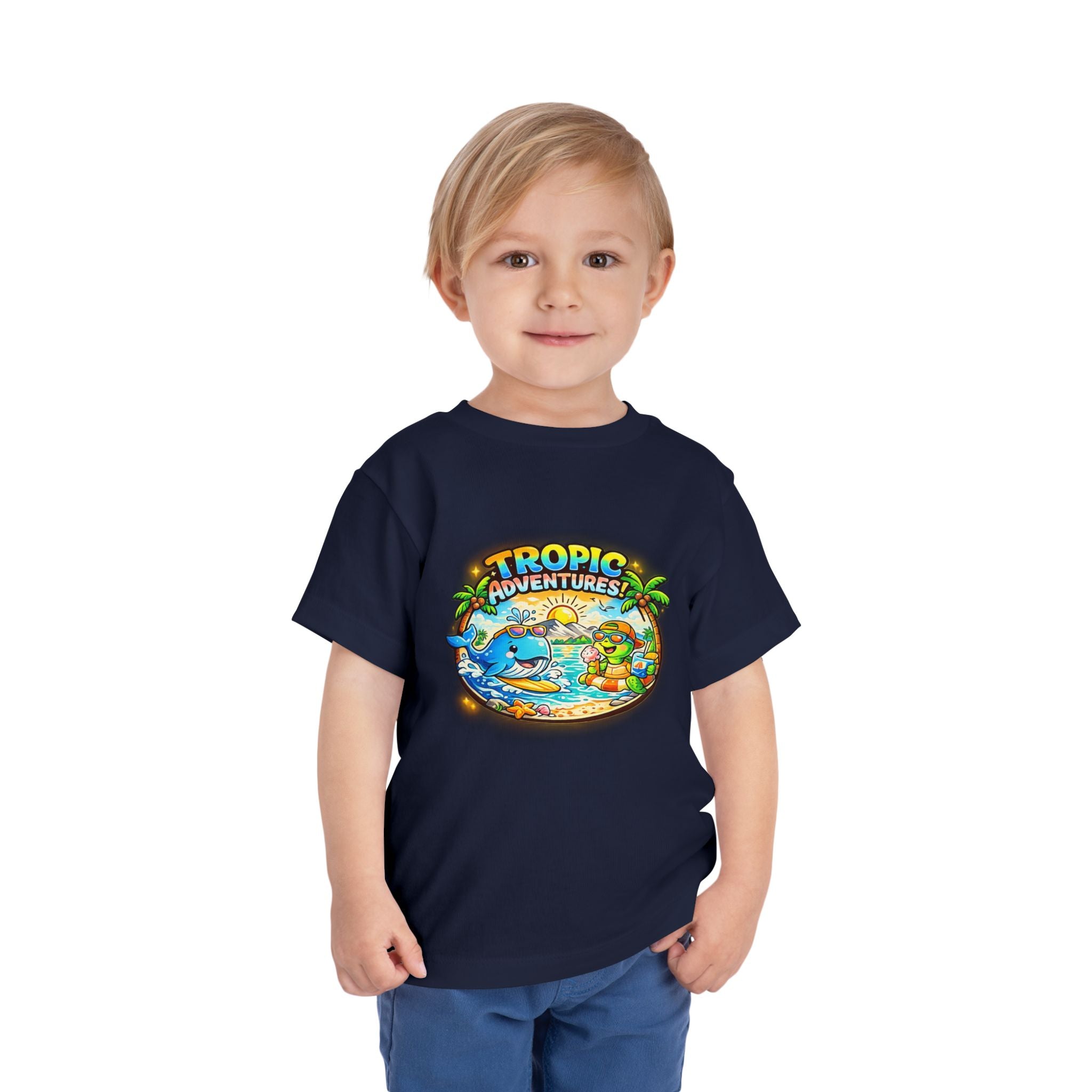 Toddler Tee — 'Tropic Adventures' Cute Beach Cartoon Shirt
