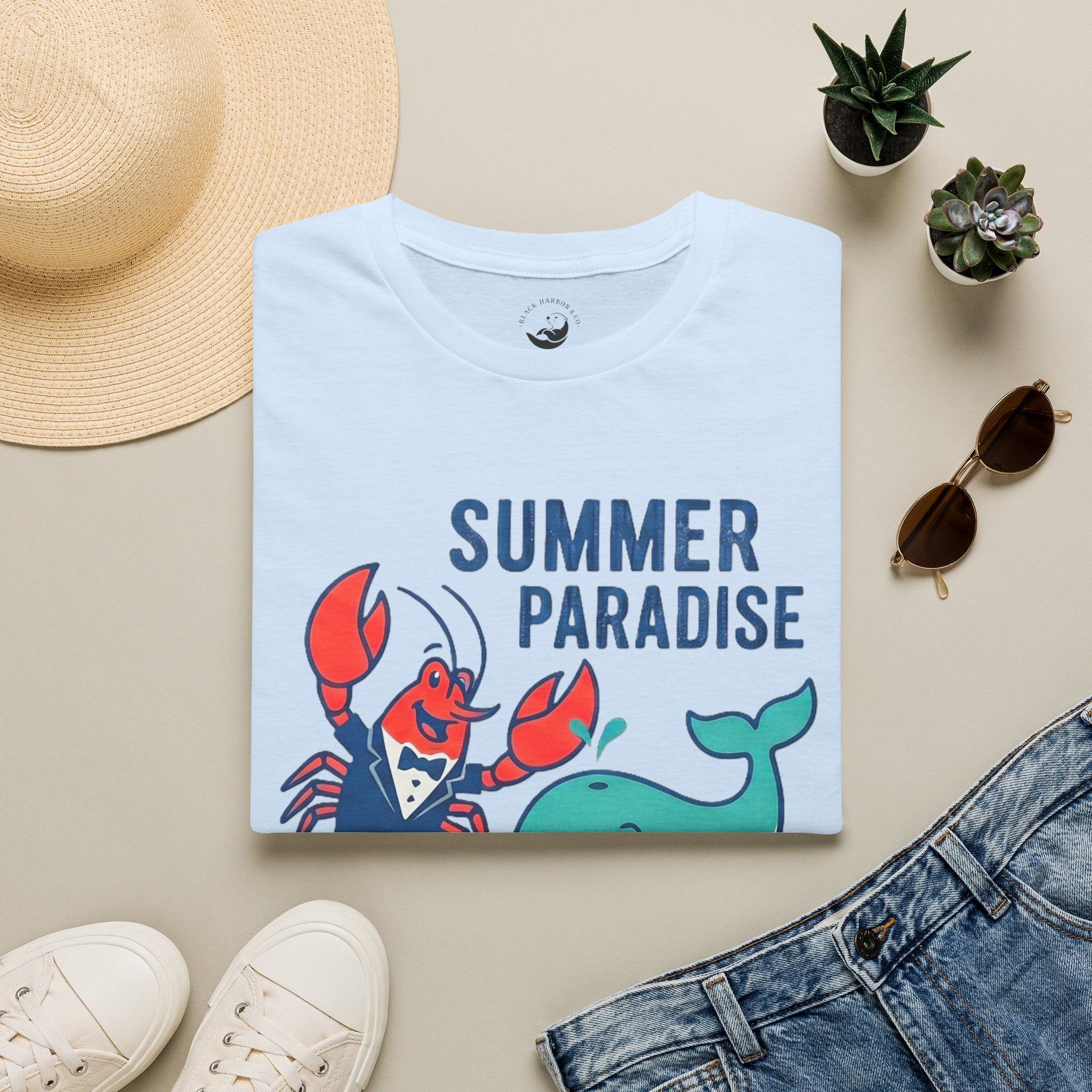 Summer Paradise T-Shirt — Amusement Crew Whale & Lobster Graphic