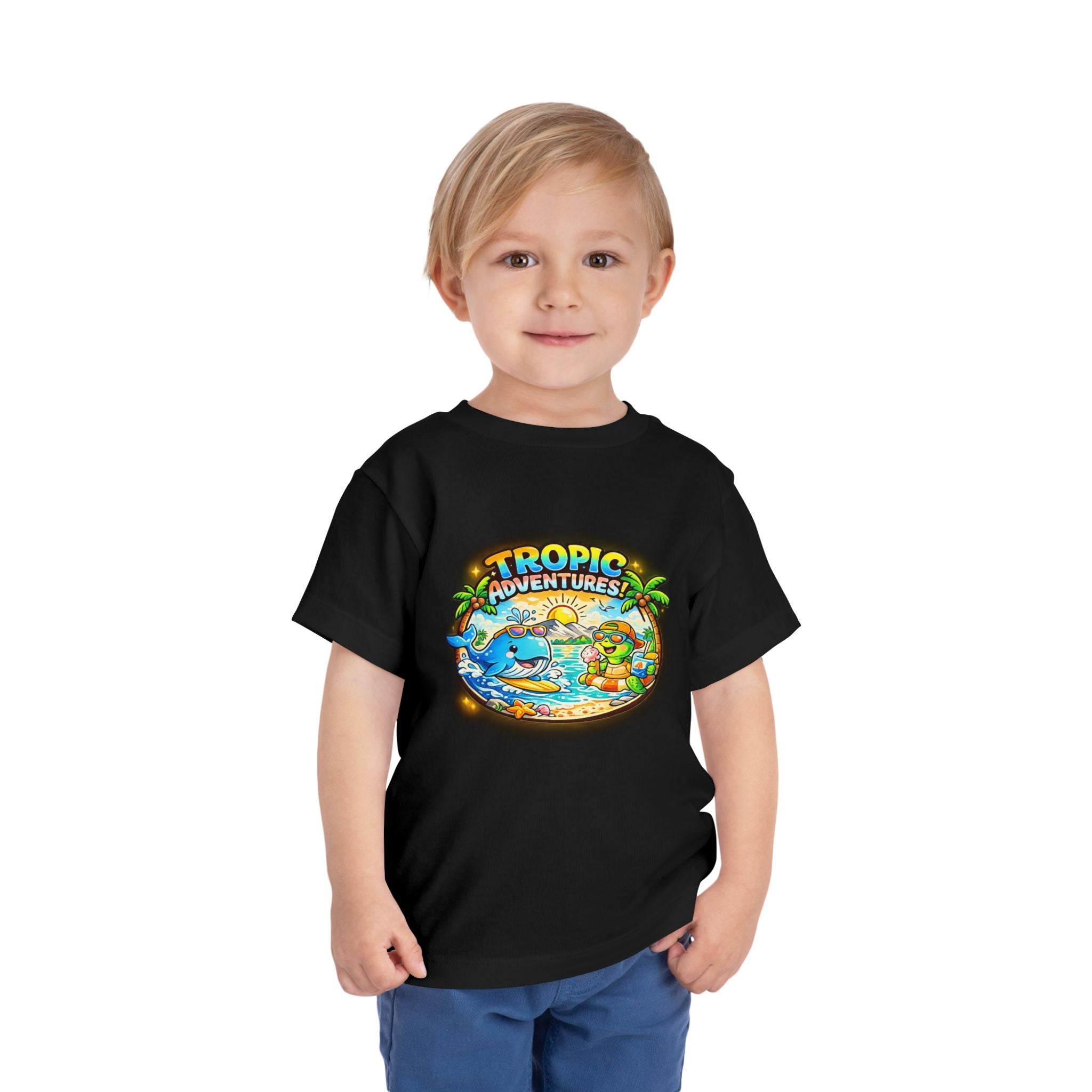 Toddler Tee — 'Tropic Adventures' Cute Beach Cartoon Shirt