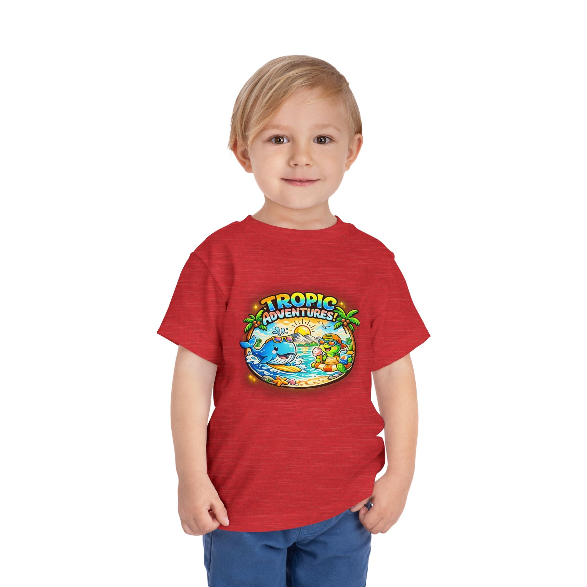 Toddler Tee — 'Tropic Adventures' Cute Beach Cartoon Shirt