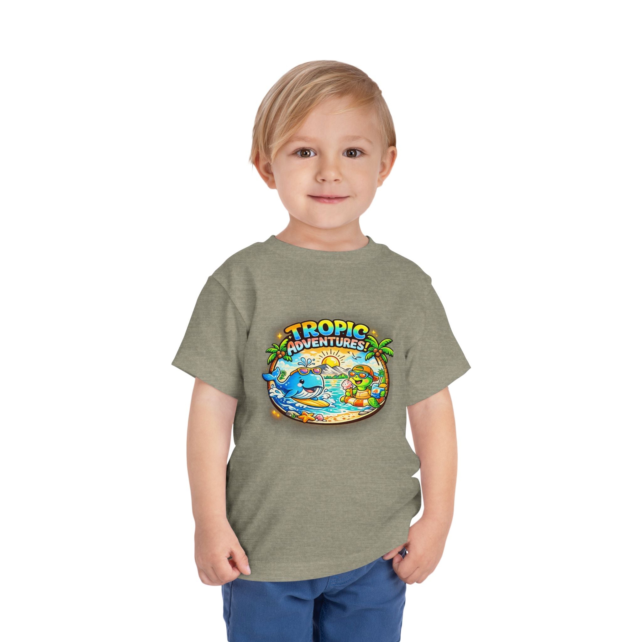 Toddler Tee — 'Tropic Adventures' Cute Beach Cartoon Shirt