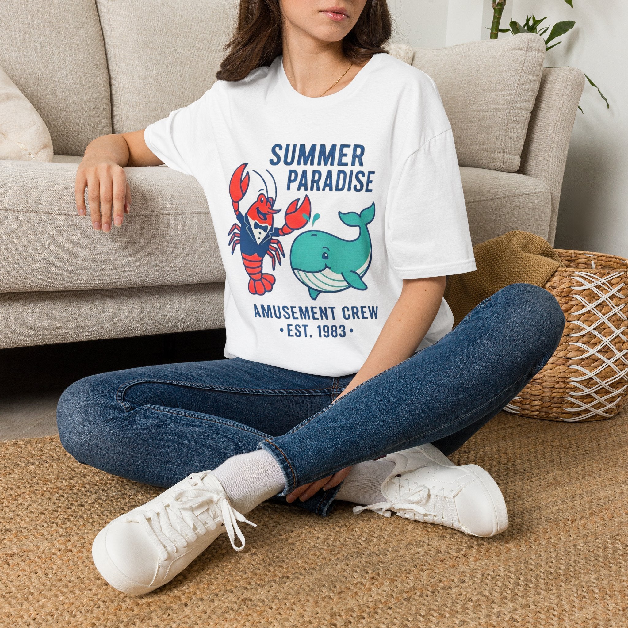 Summer Paradise T-Shirt — Amusement Crew Whale & Lobster Graphic