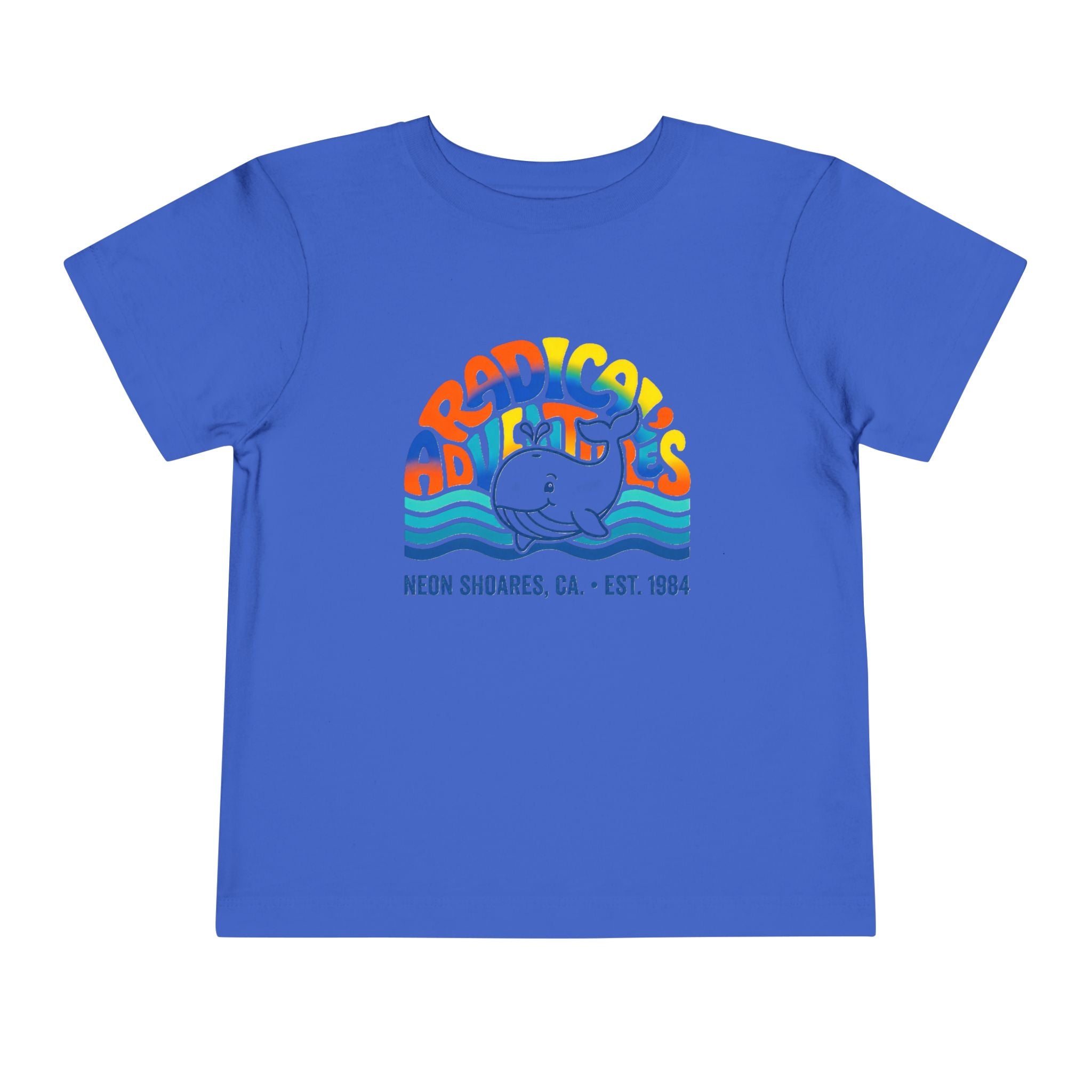 Radical Adventures Toddler Tee — Retro Whale Beach Graphic