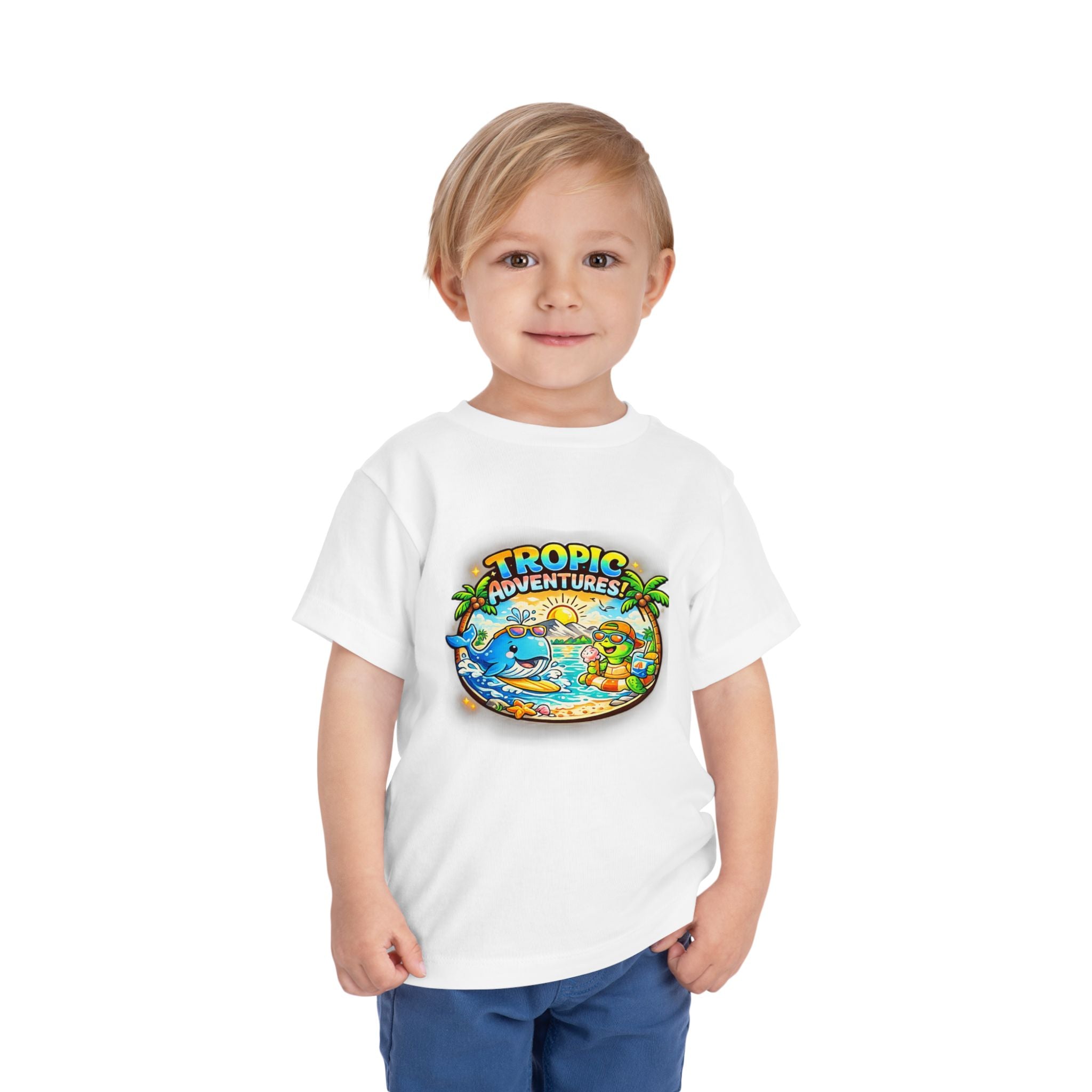 Toddler Tee — 'Tropic Adventures' Cute Beach Cartoon Shirt