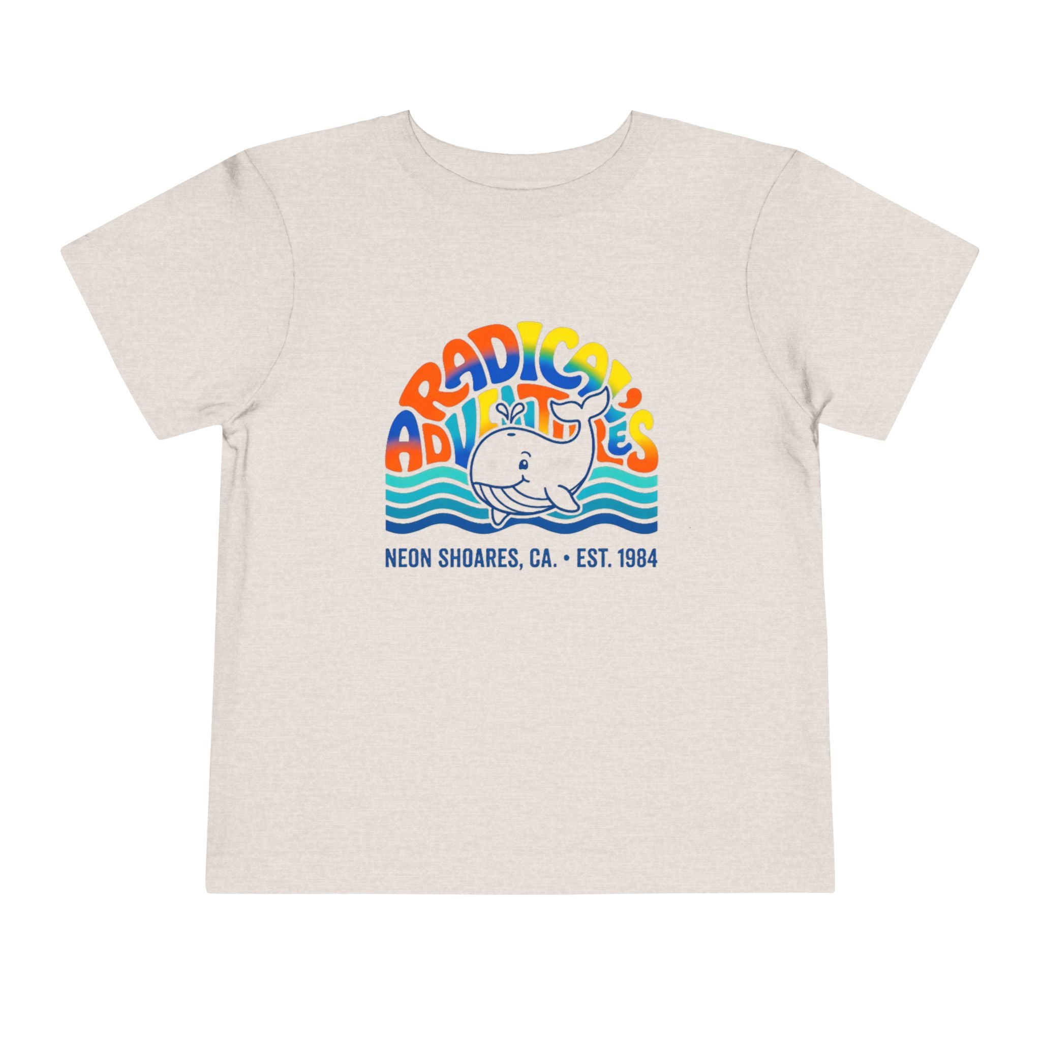 Radical Adventures Toddler Tee — Retro Whale Beach Graphic
