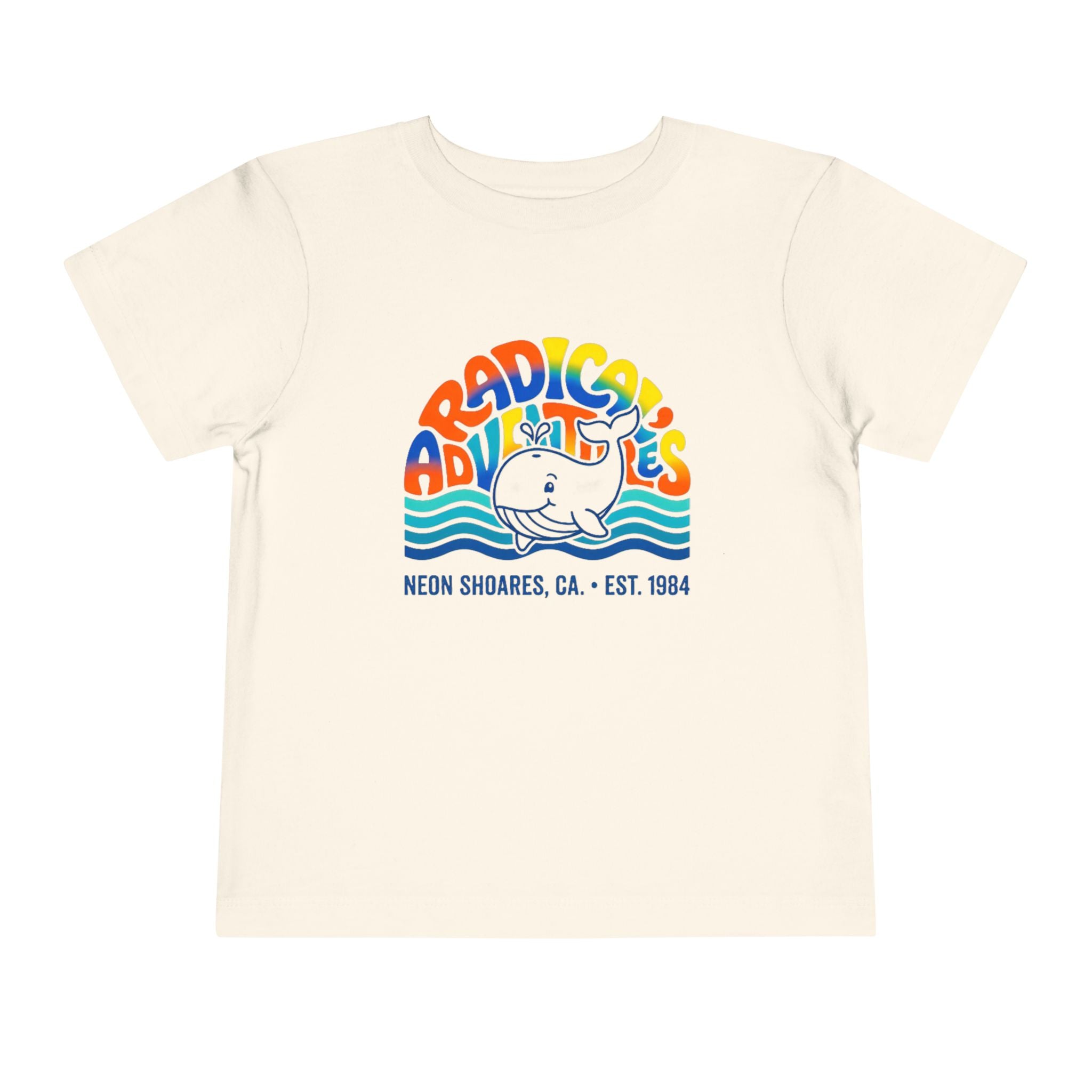 Radical Adventures Toddler Tee — Retro Whale Beach Graphic