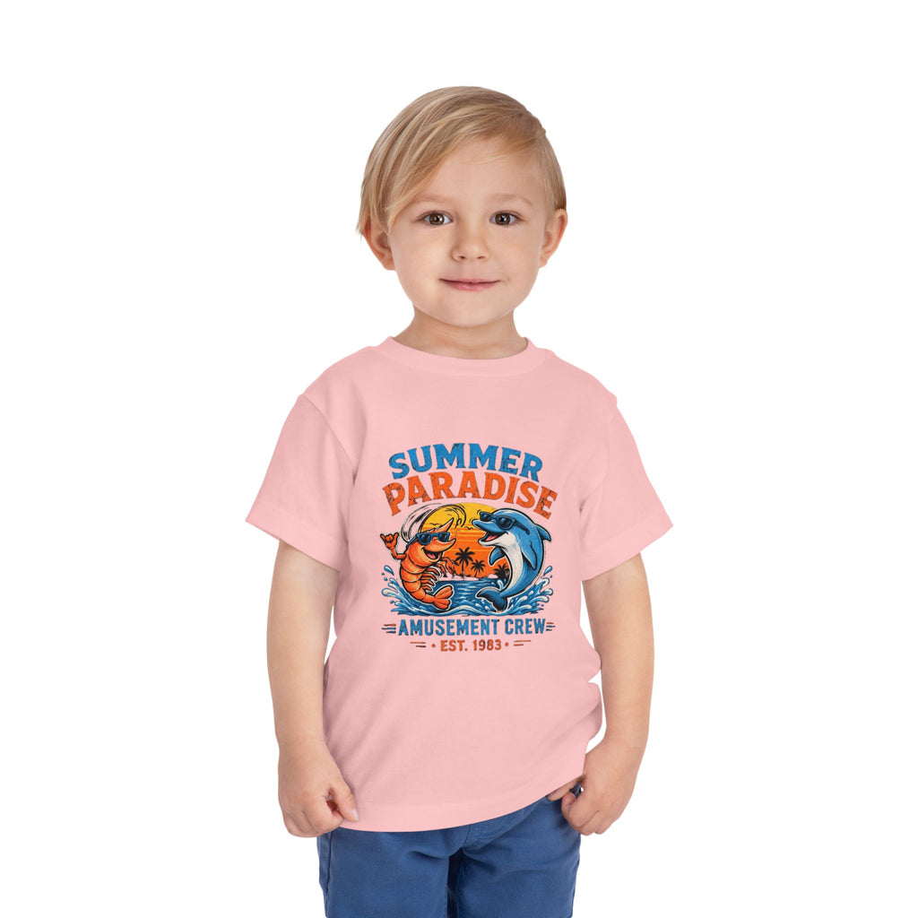 Toddler Tee — "Summer Paradise Amusement Crew" Beach Graphic
