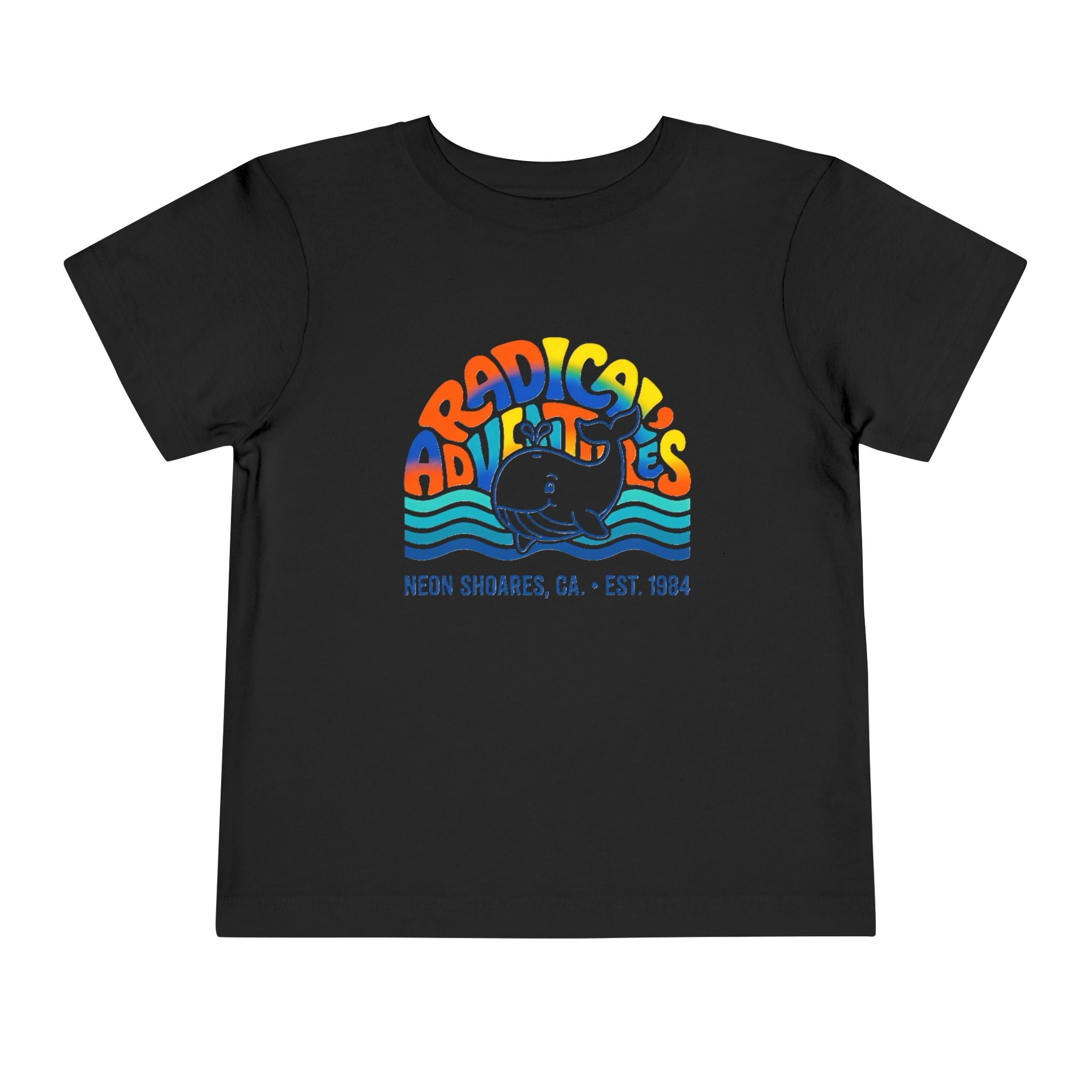 Radical Adventures Toddler Tee — Retro Whale Beach Graphic