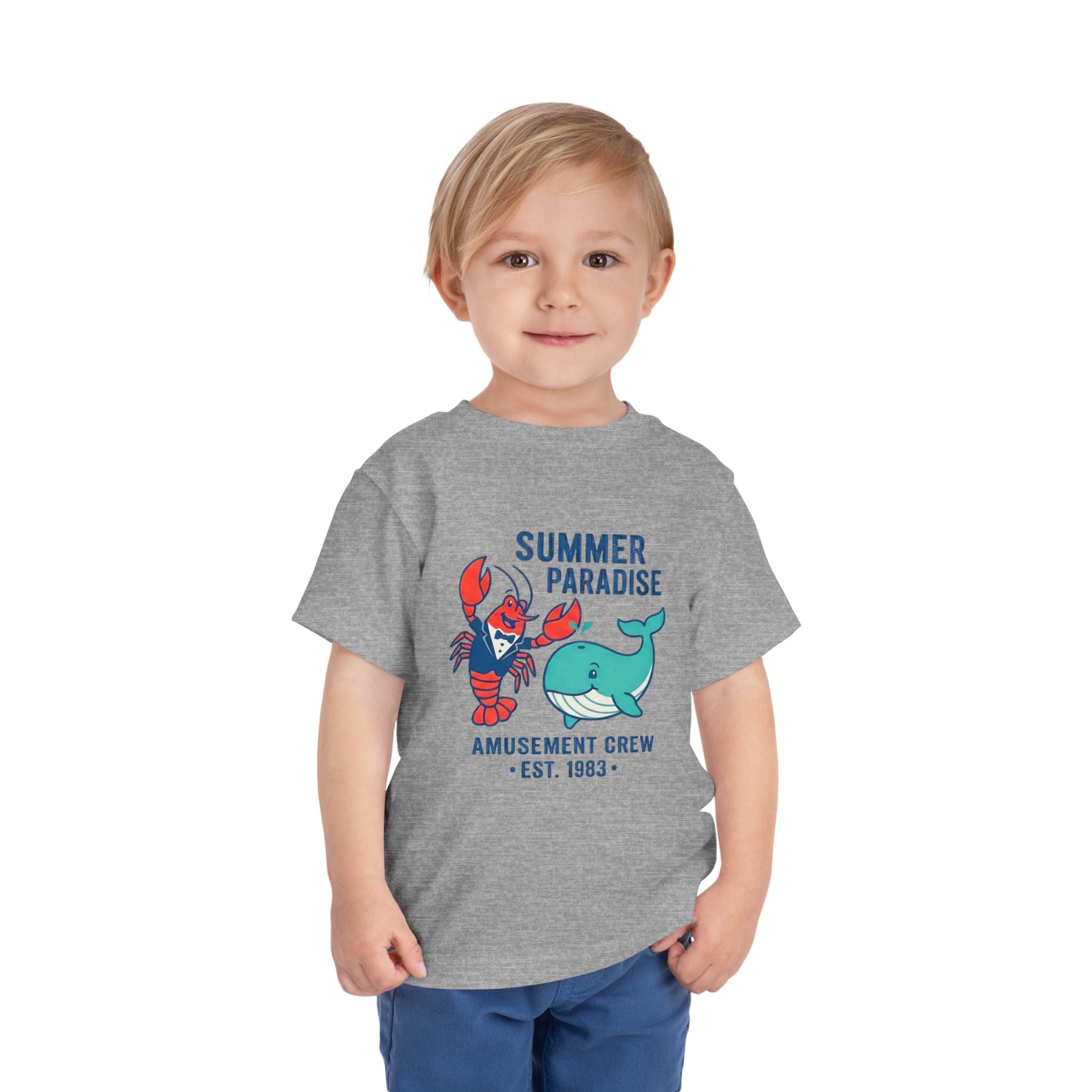 Summer Paradise Toddler Tee — Amusement Crew Whale & Lobster Graphic
