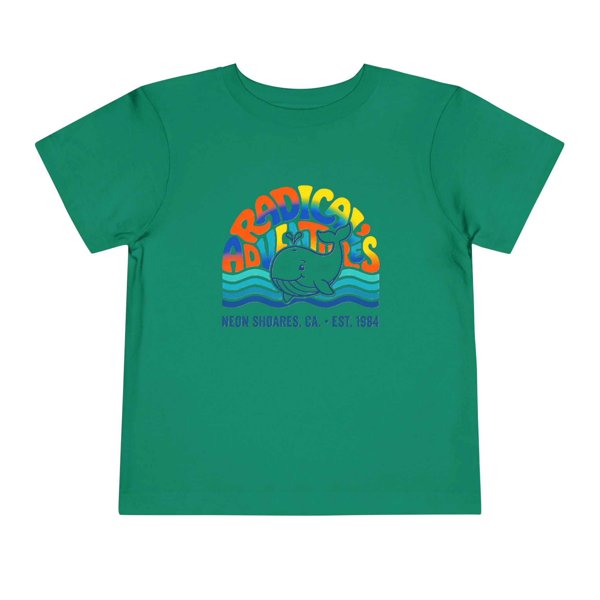 Radical Adventures Toddler Tee — Retro Whale Beach Graphic