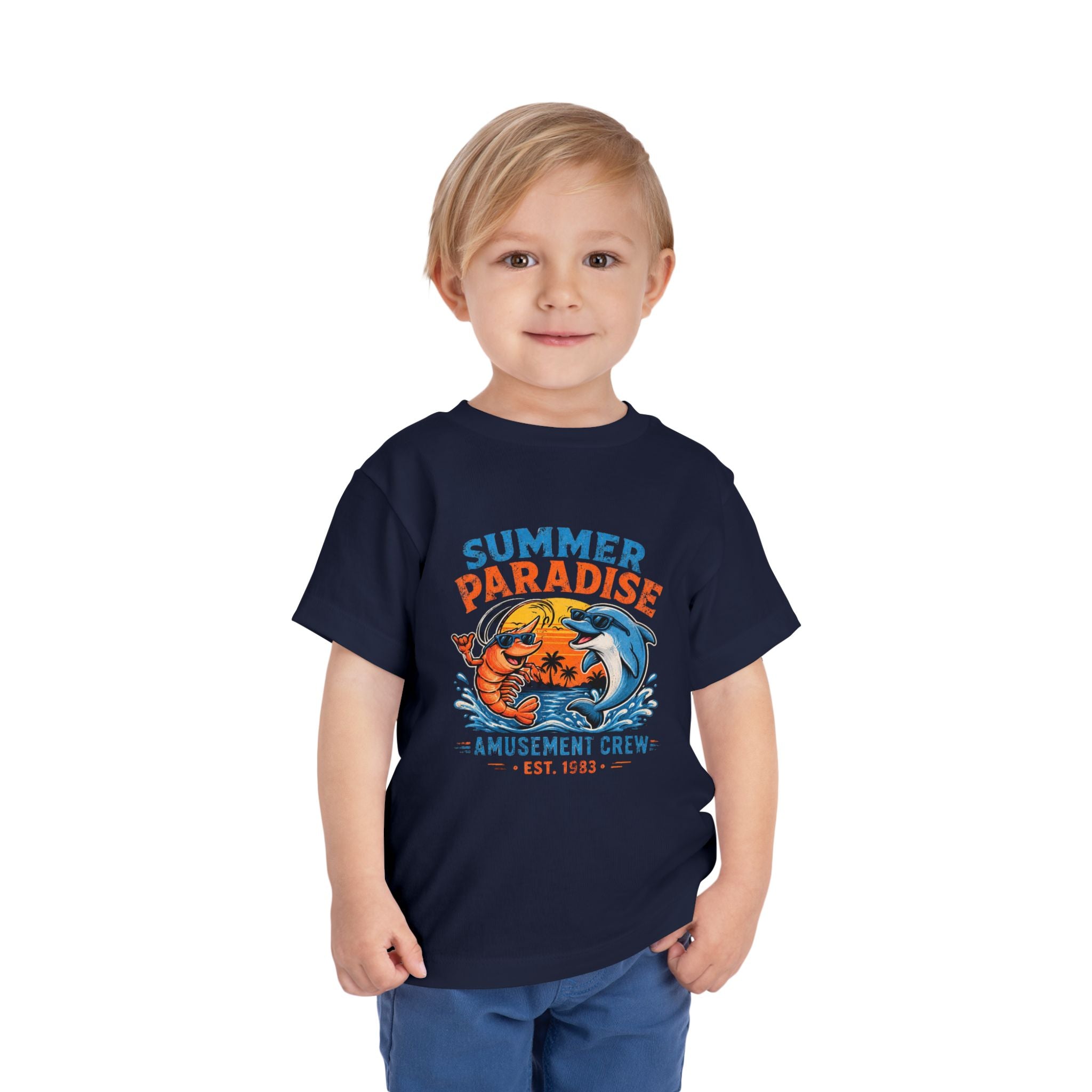 Toddler Tee — "Summer Paradise Amusement Crew" Beach Graphic