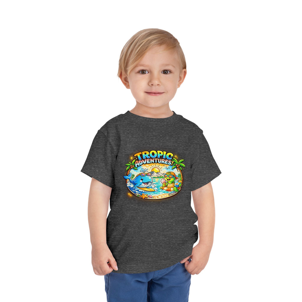 Toddler Tee — 'Tropic Adventures' Cute Beach Cartoon Shirt