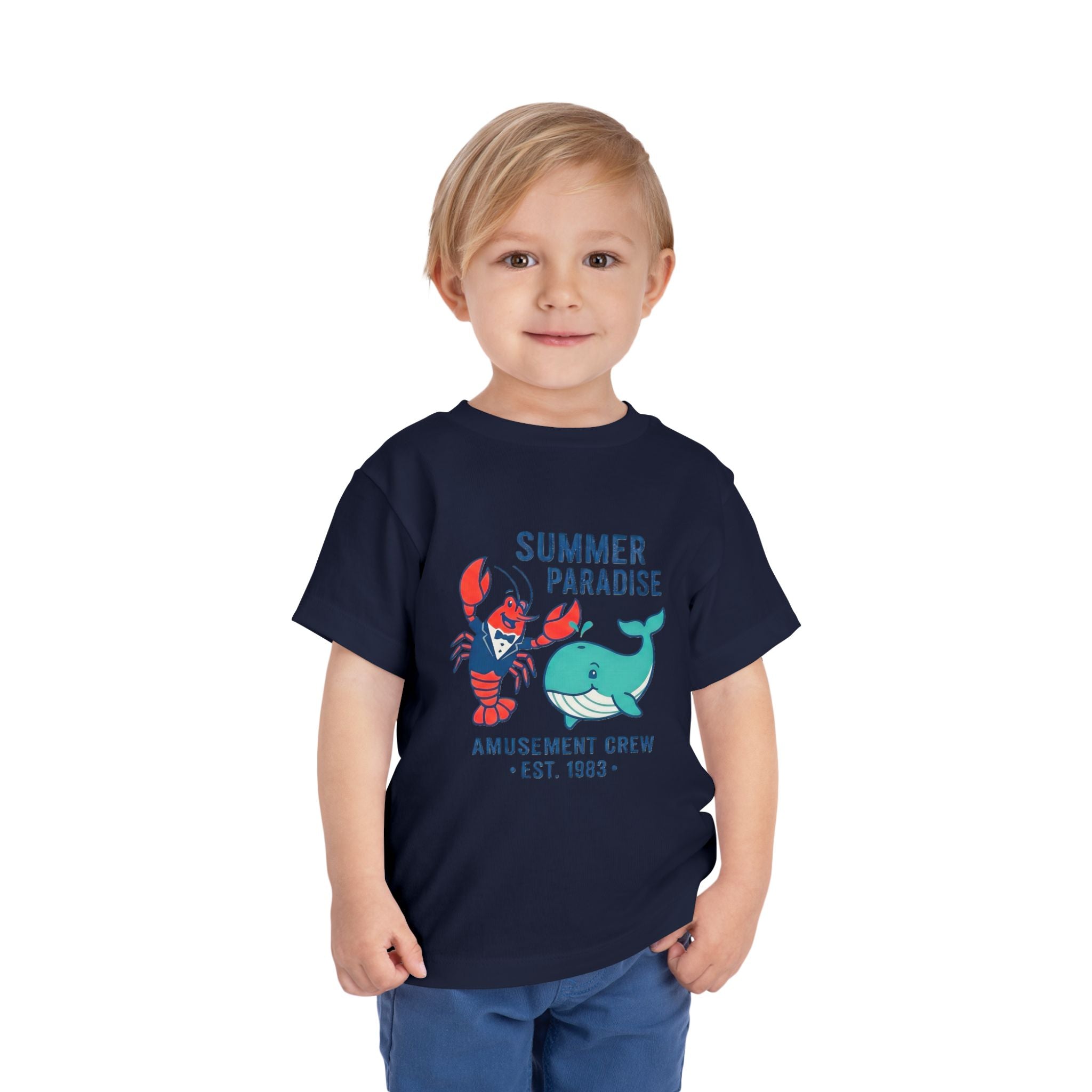 Summer Paradise Toddler Tee — Amusement Crew Whale & Lobster Graphic