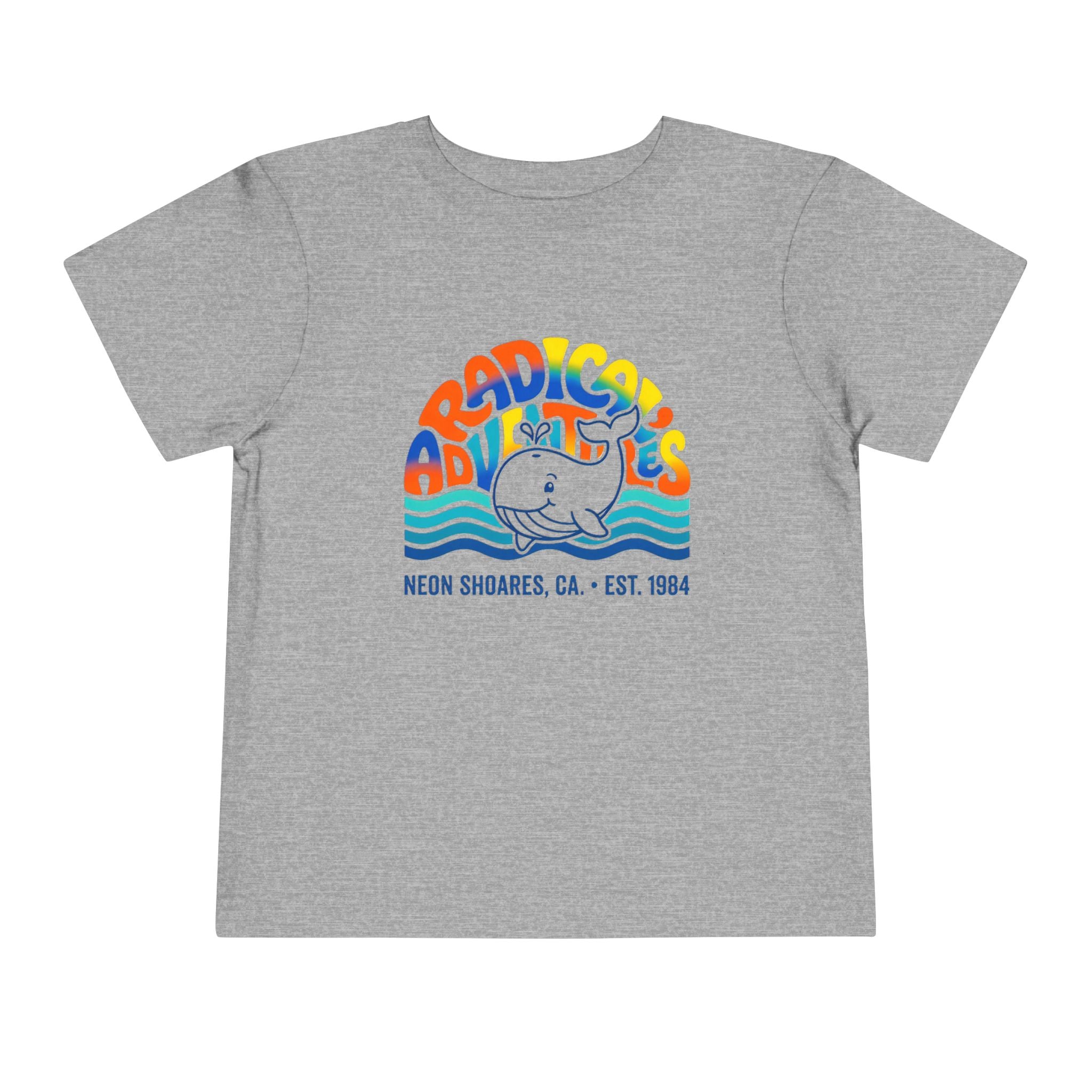 Radical Adventures Toddler Tee — Retro Whale Beach Graphic