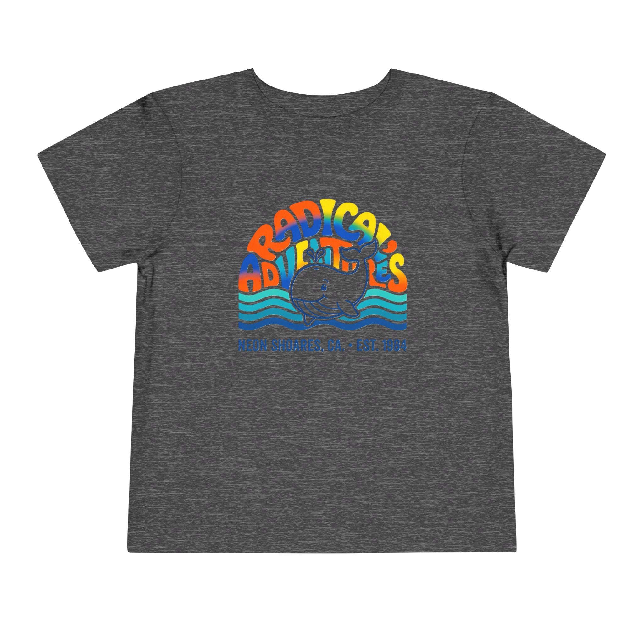 Radical Adventures Toddler Tee — Retro Whale Beach Graphic