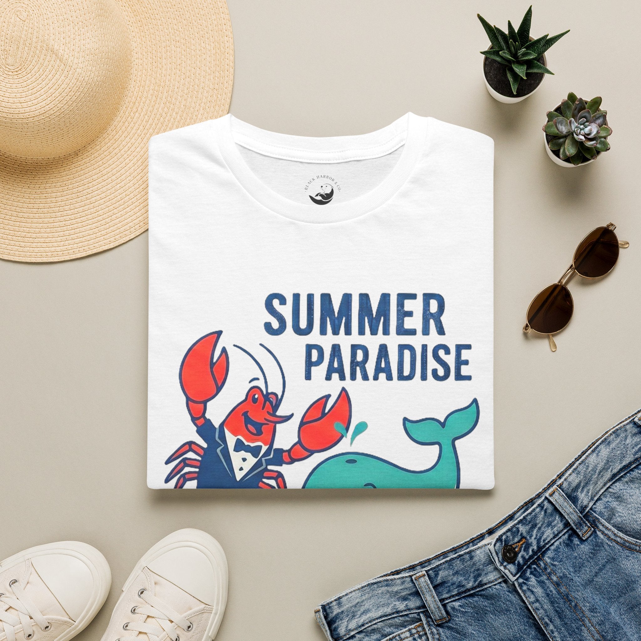 Summer Paradise T-Shirt — Amusement Crew Whale & Lobster Graphic